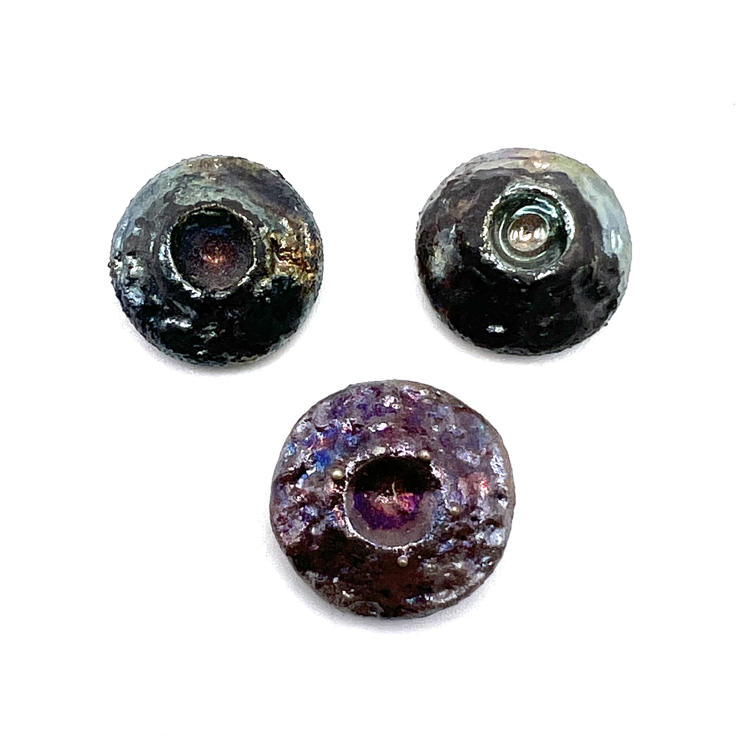 Set of 3 Raku Cabochons Ceramic Pottery Jewelry Supply Handmade by MAKUstudio MAKU raku