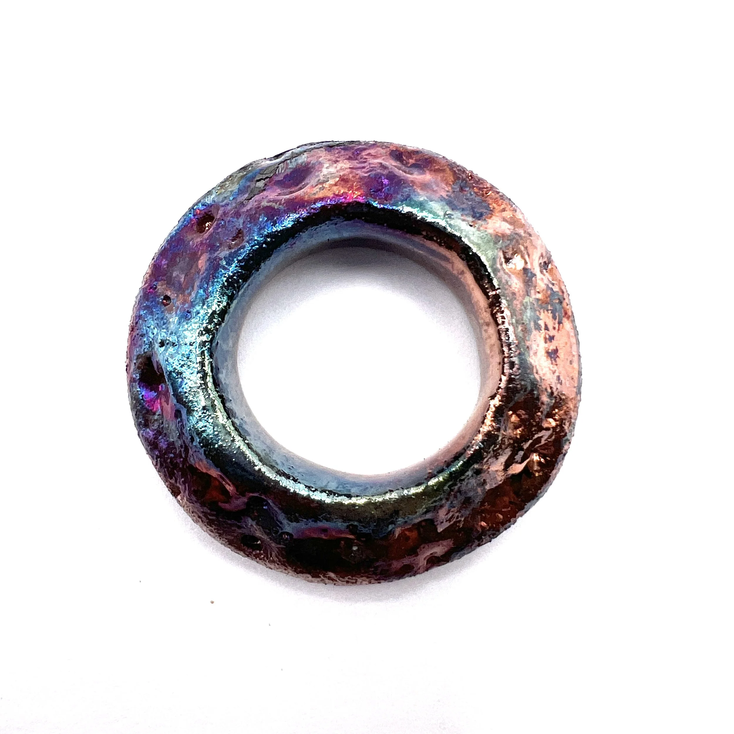 Raku Donut Cabochon or Pendant Ceramic Jewelry Supply by MAKUstudio MAKU raku