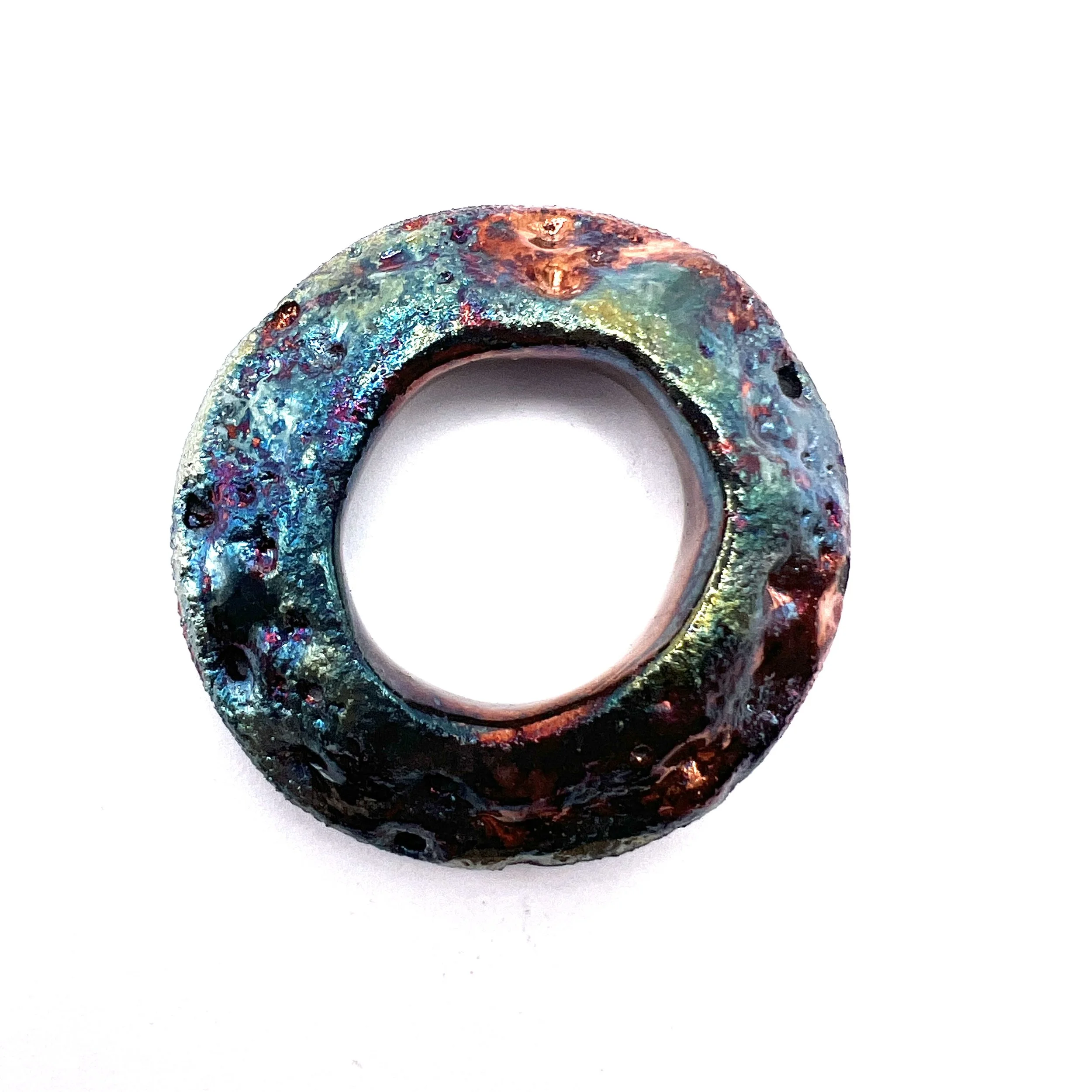 Raku Donut Cabochon or Pendant Ceramic Jewelry Supply by MAKUstudio MAKU raku