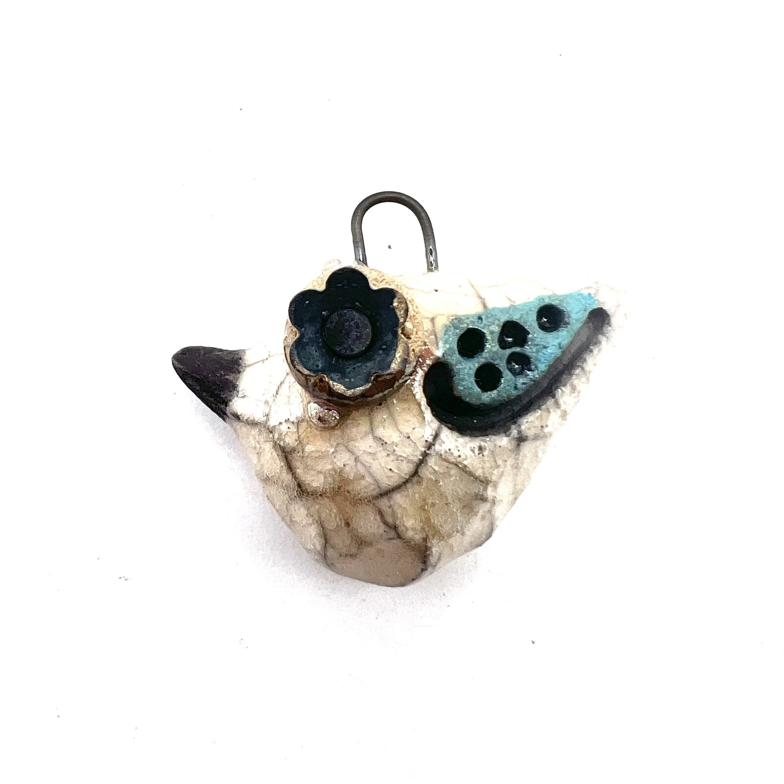 Raku Bird Pendant Ceramic Jewelry Supplies Handmade by MAKUstudio MAKU raku