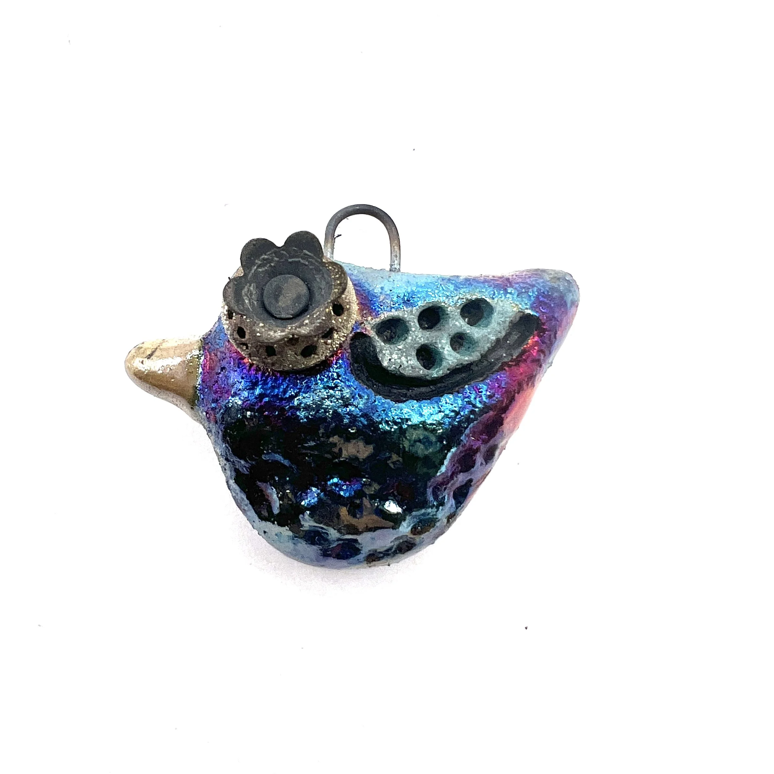 Raku Bird Pendant Ceramic Jewelry Supplies Handmade by MAKUstudio MAKU raku