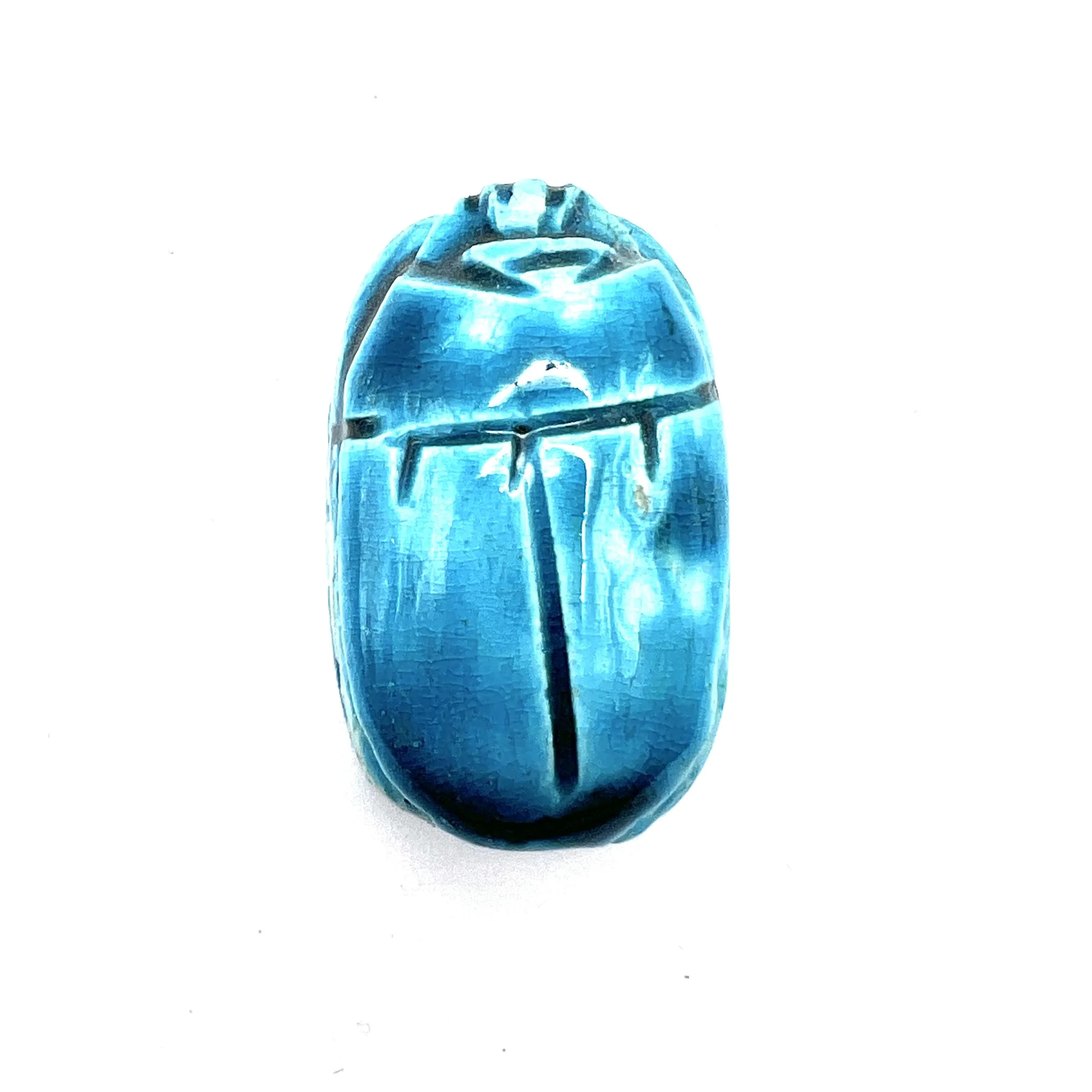 Turquoise Blue Colored Egyptian Scarab Bead Large with Vertical Hole Jewelry Supplies MAKUstudio MAKU raku