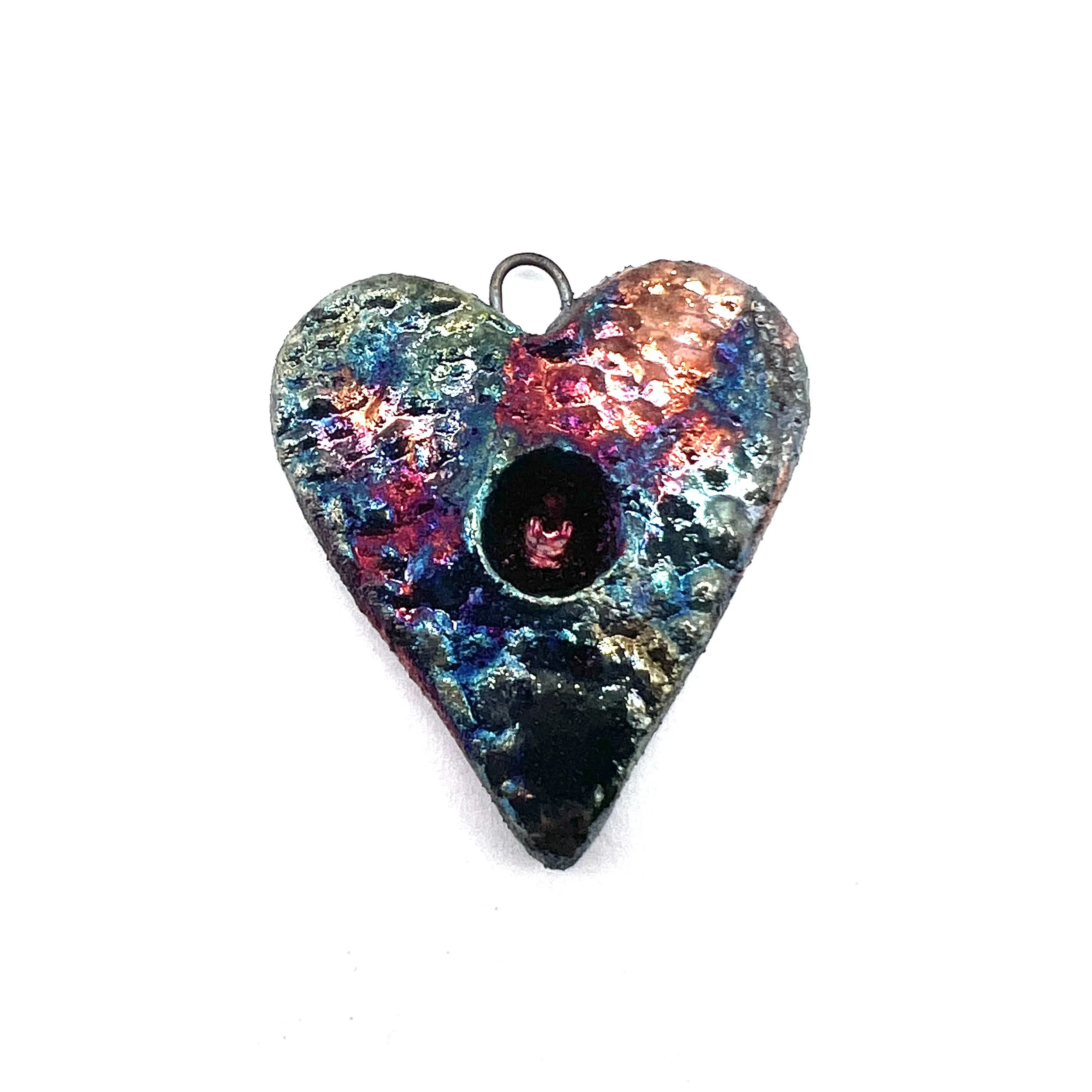 Raku Heart Pendant Ceramic Jewelry Supply Handmade by MAKUstudio MAKU raku