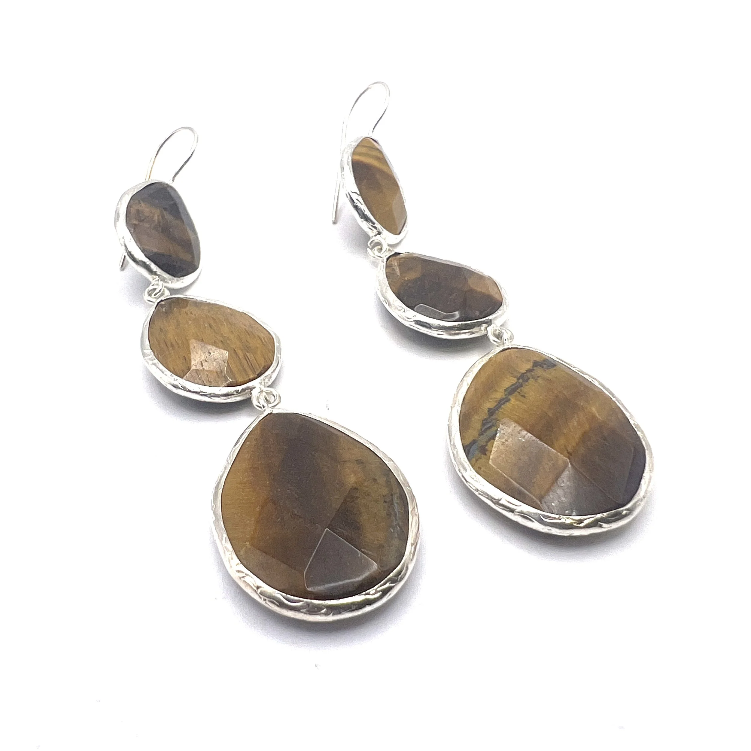 Dangling Tiger Eye Long Earrings Handmade in Turkey MAKUstudio Jewelry  MAKU raku