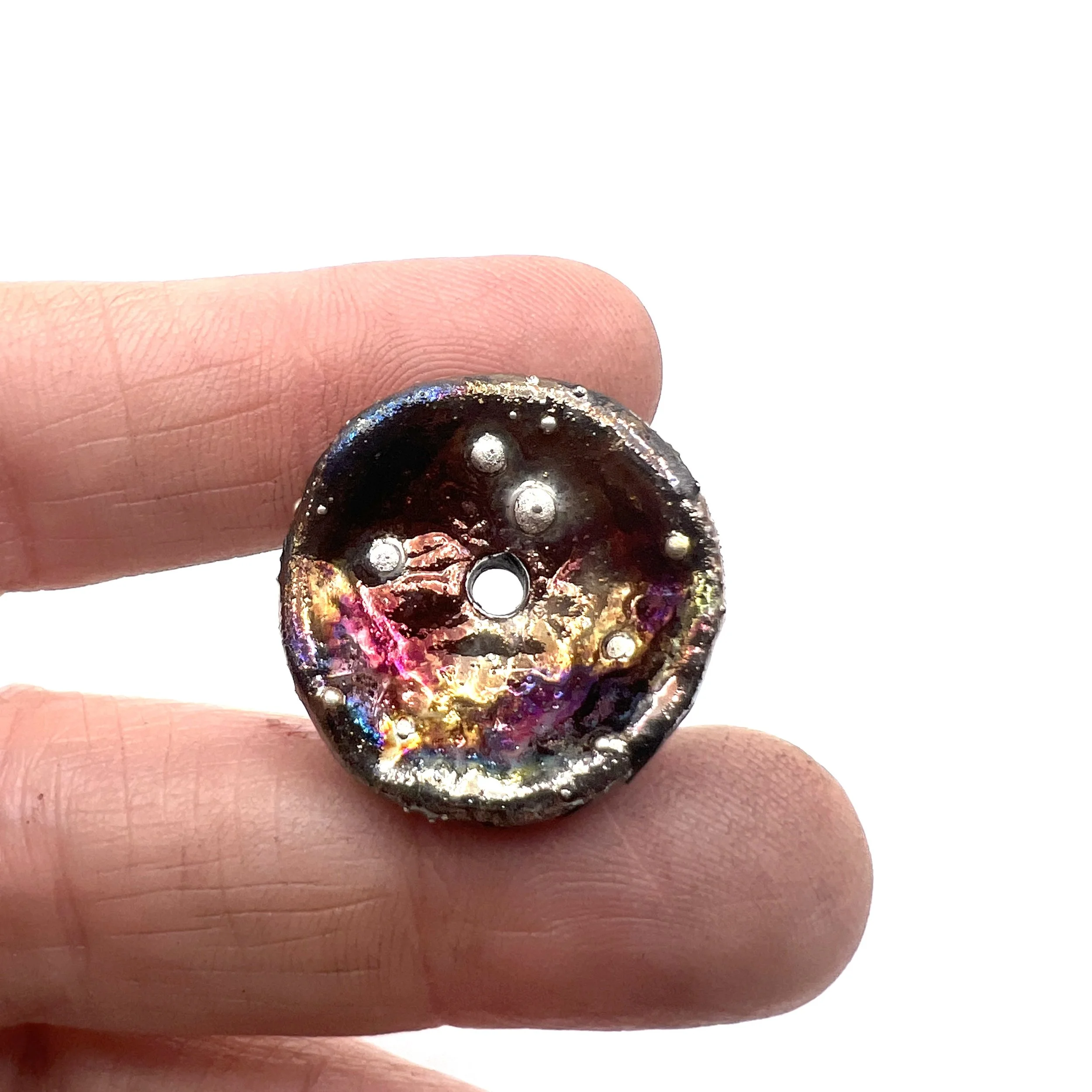 Concave Raku Bead or Cabochon Jewelry Supply Handmade by MAKUstudio MAKU raku