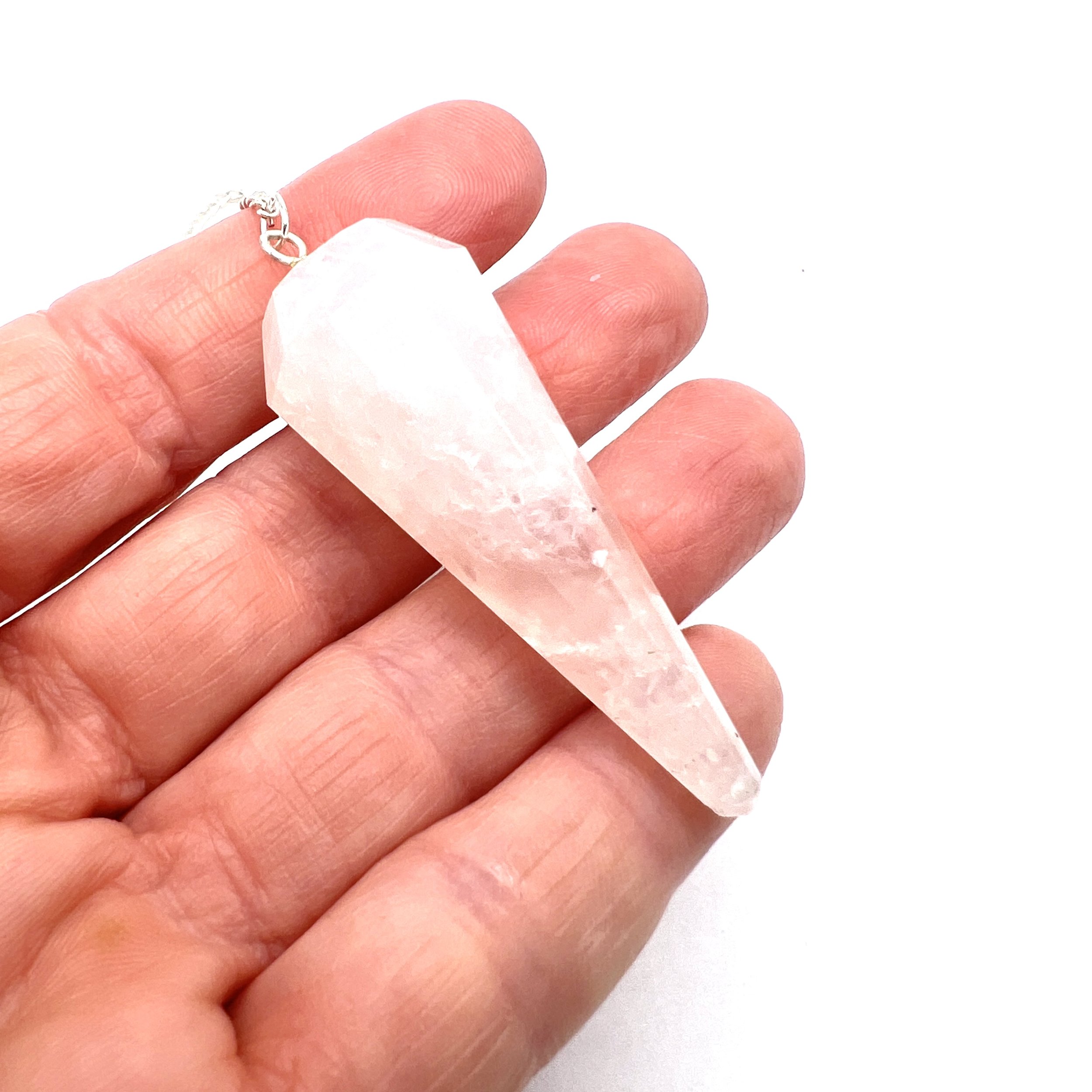 Rose Quartz Pendulum Silver Chain Crystal Reiki Healing Gemstone Dowsing Divination Chakra Supplies by MAKUstudio MAKU raku