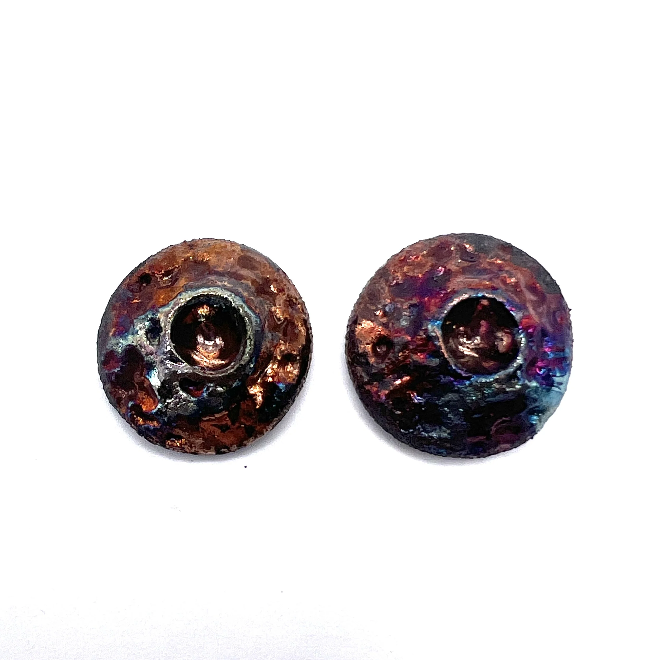 Set of 2 Round Raku Cabochons Ceramic Pottery Jewelry Supplies Handmade by MAKUstudio MAKU raku
