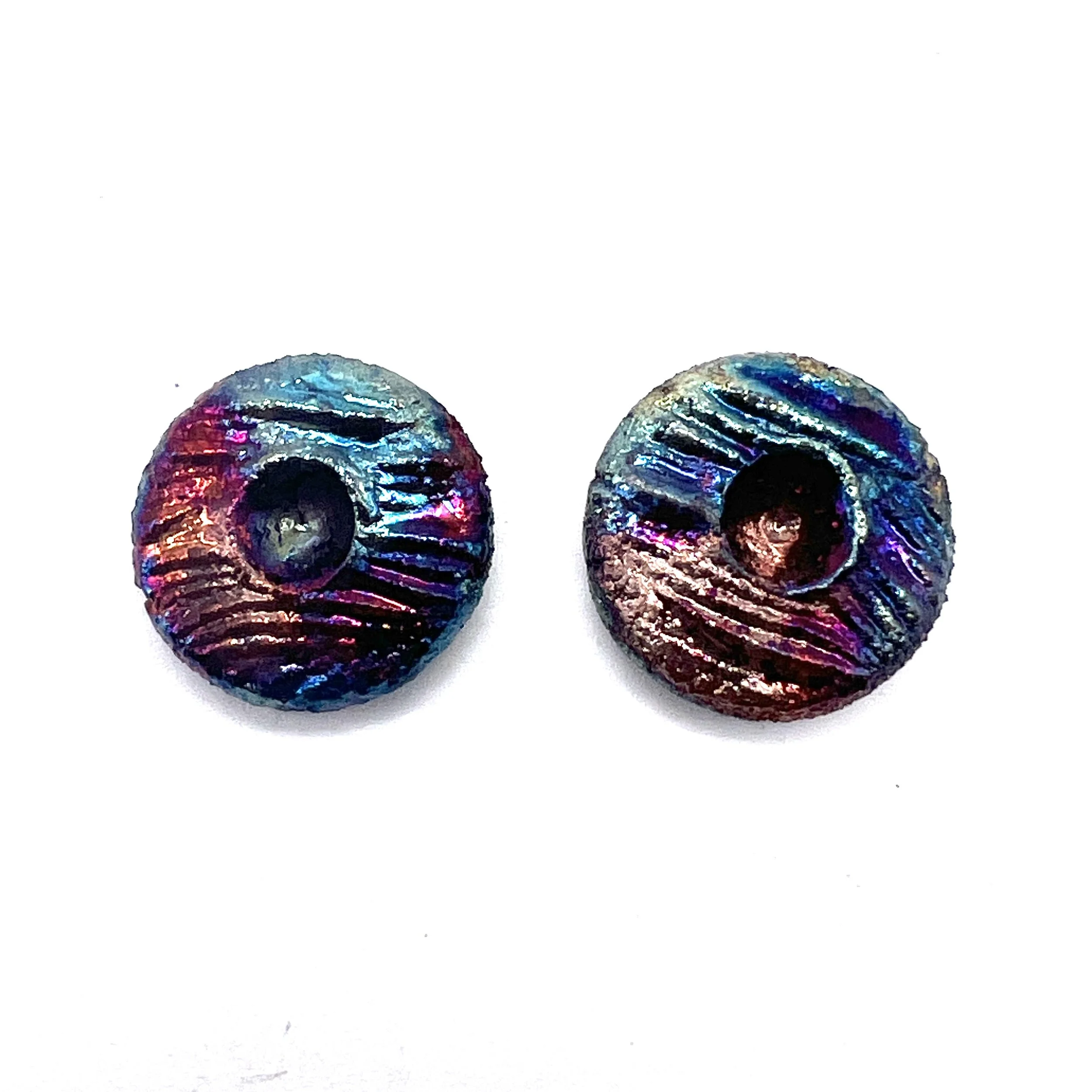 Set of 2 Round Raku Cabochons Ceramic Pottery Jewelry Supplies Handmade by MAKUstudio MAKU raku