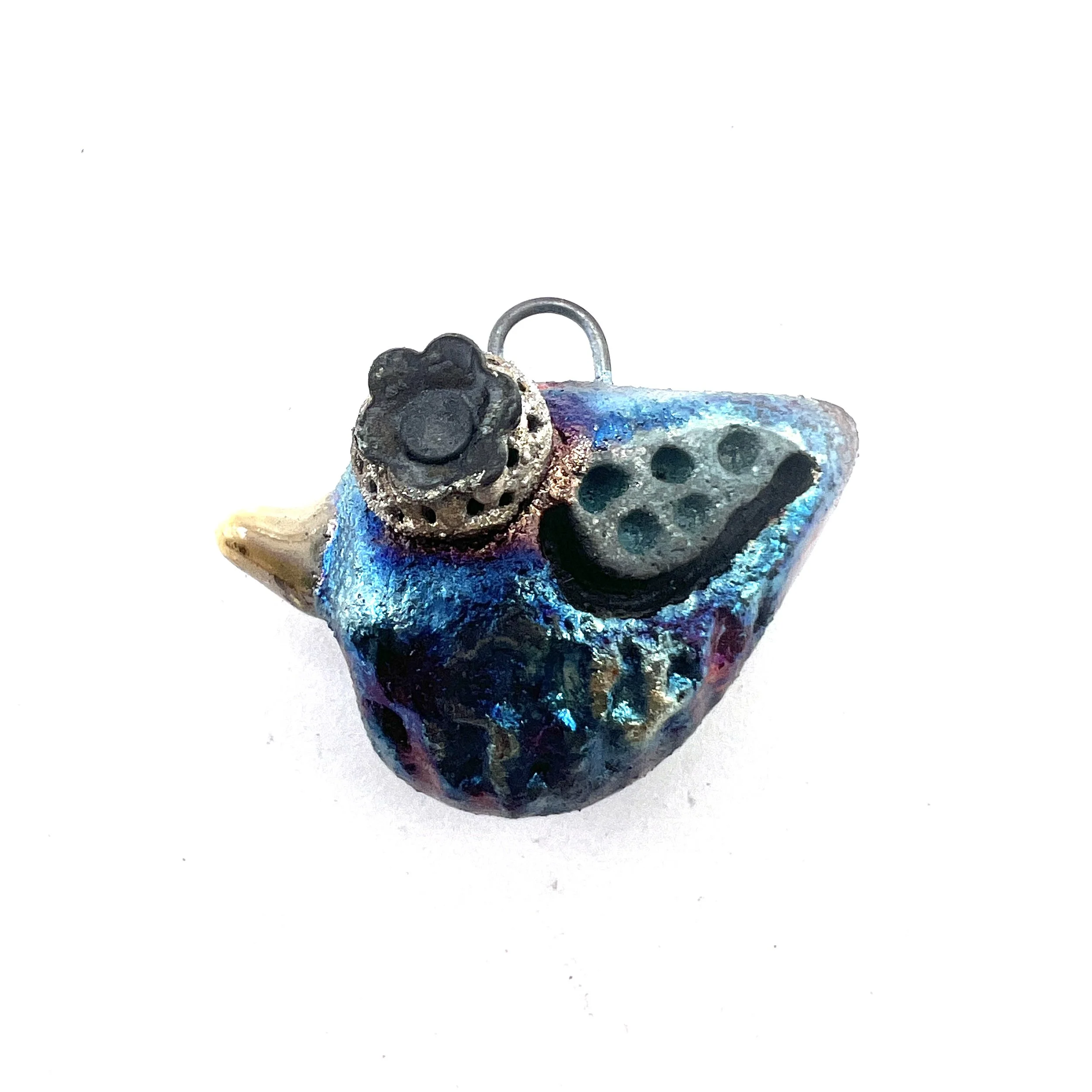 Raku Bird Pendant Ceramic Jewelry Supplies Handmade by MAKUstudio MAKU raku