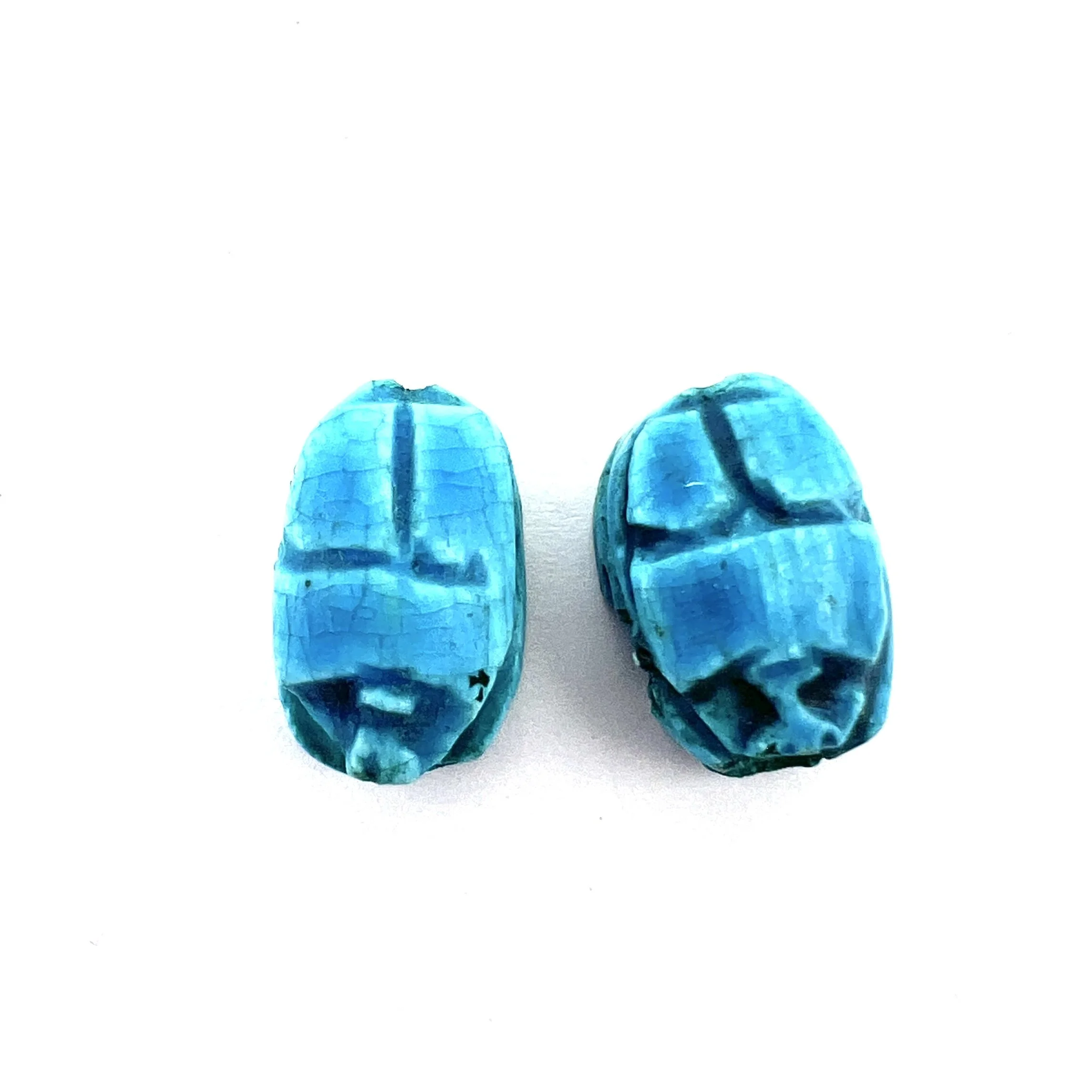 Set of 2 Turquoise Blue Colored Egyptian Scarab Beads with Vertical Hole Jewelry Supplies MAKUstudio MAKU raku