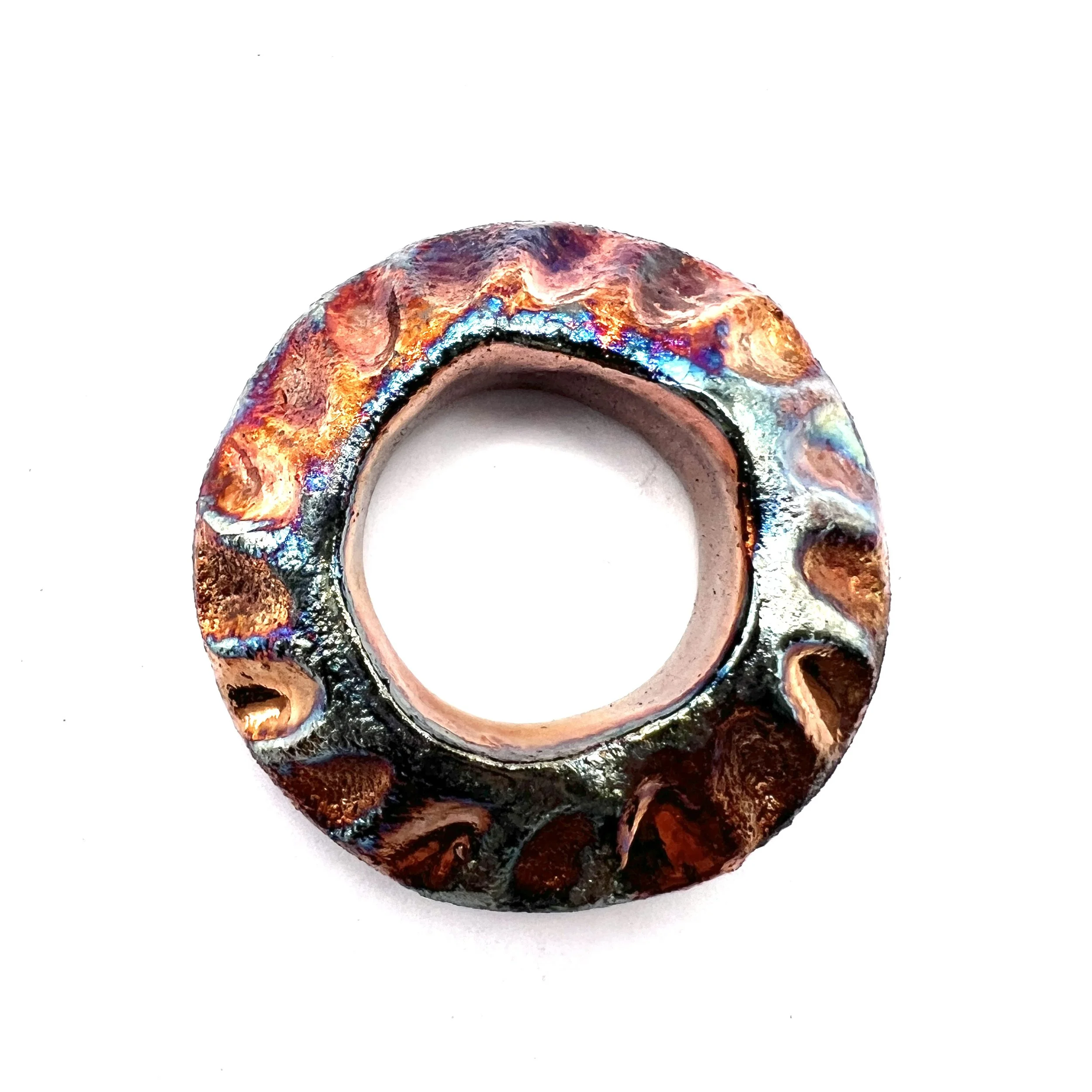 Raku Donut Cabochon or Pendant Ceramic Jewelry Supply by MAKUstudio MAKU raku
