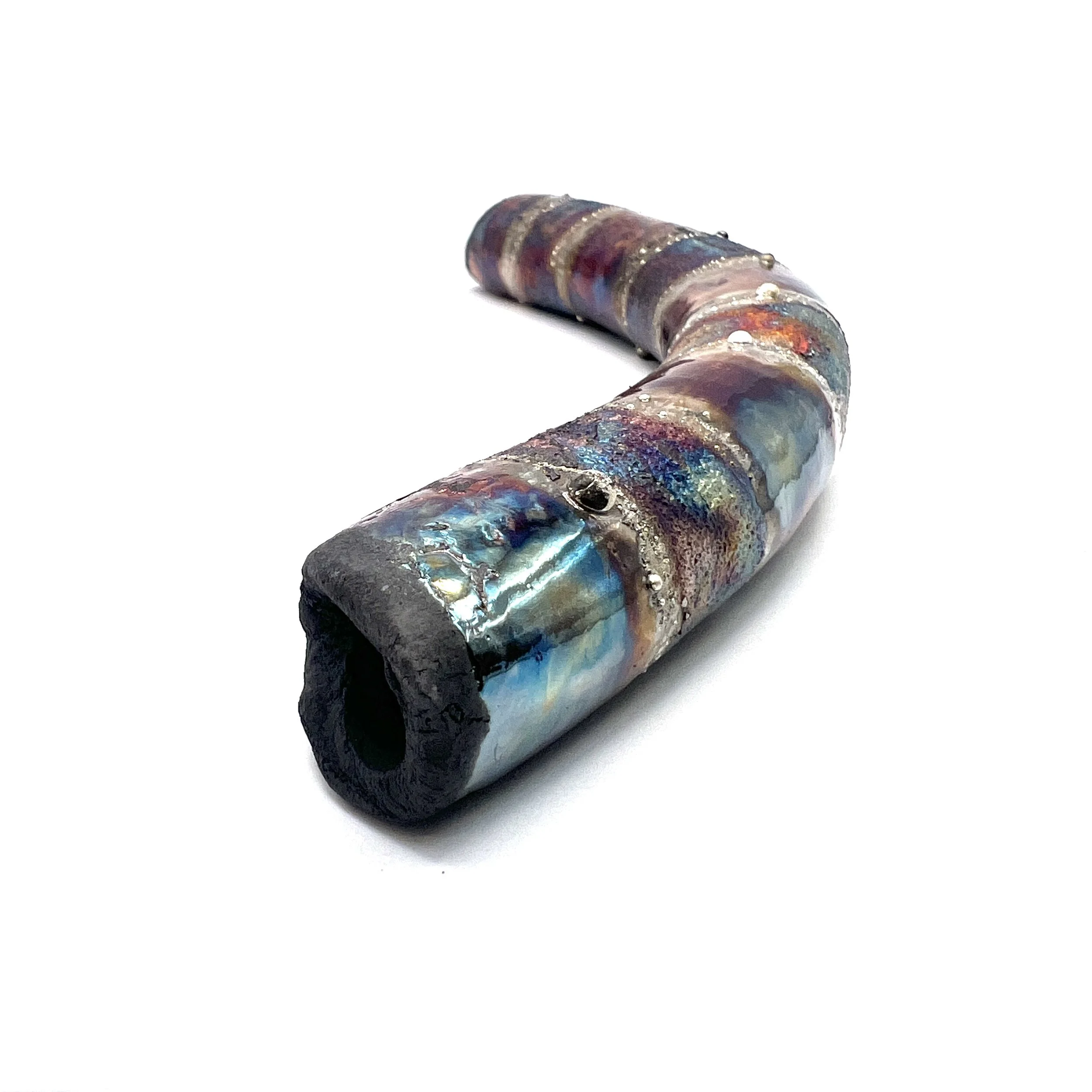 Large Colorful Raku Ceramic Tube Bead Jewelry Supply Handmade by MAKUstudio