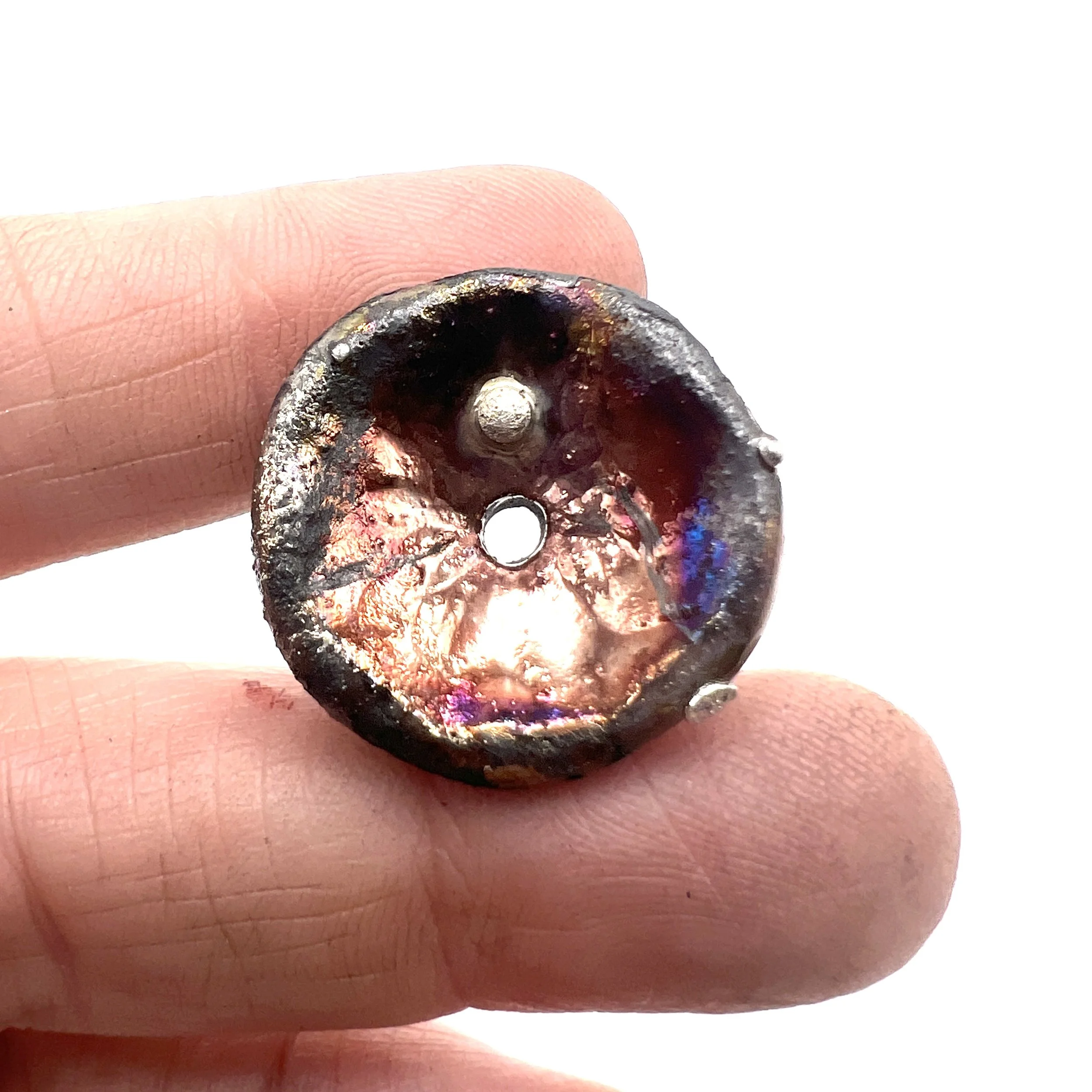 Concave Raku Bead or Cabochon Jewelry Supply Handmade by MAKUstudio MAKU raku