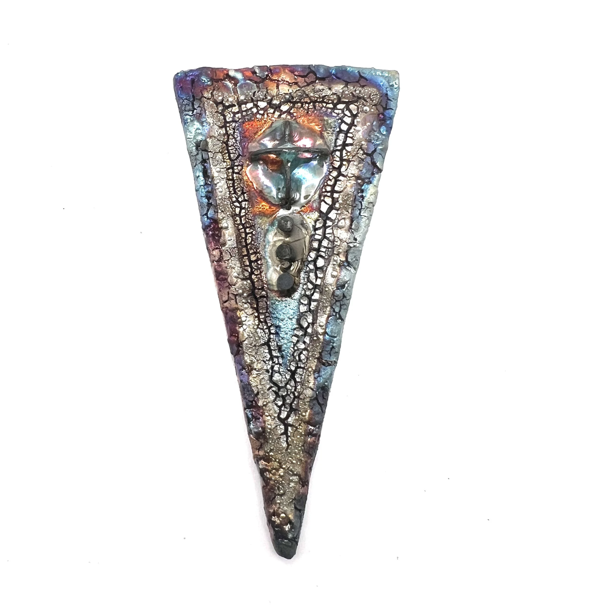 Triangle Raku Cabochon Ceramic Jewelry Supply Handmade by MAKUstudio MAKU raku