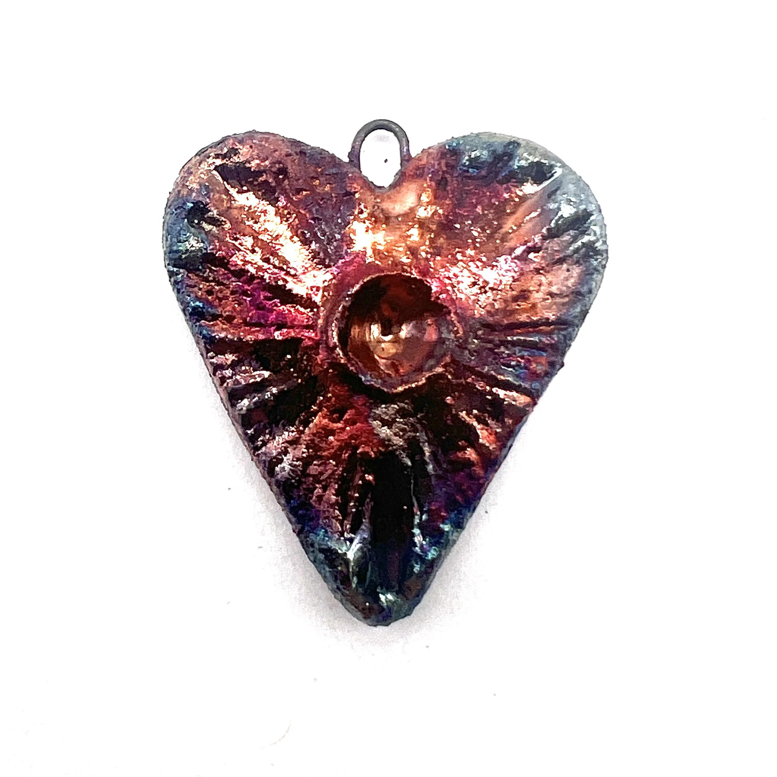 Raku Heart Pendant Ceramic Jewelry Supply Handmade by MAKUstudio MAKU raku