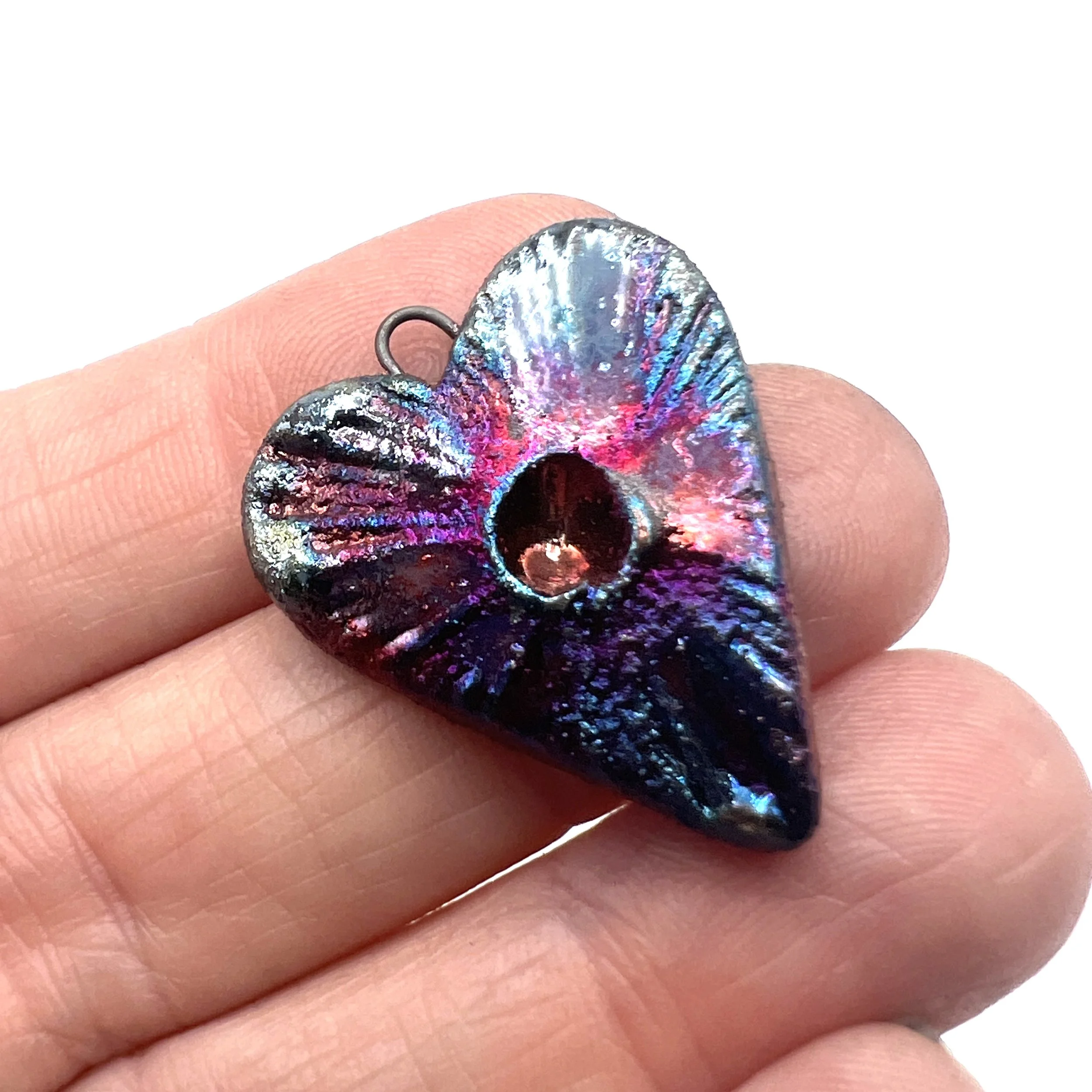 Raku Heart Pendant Ceramic Jewelry Supply Handmade by MAKUstudio MAKU raku