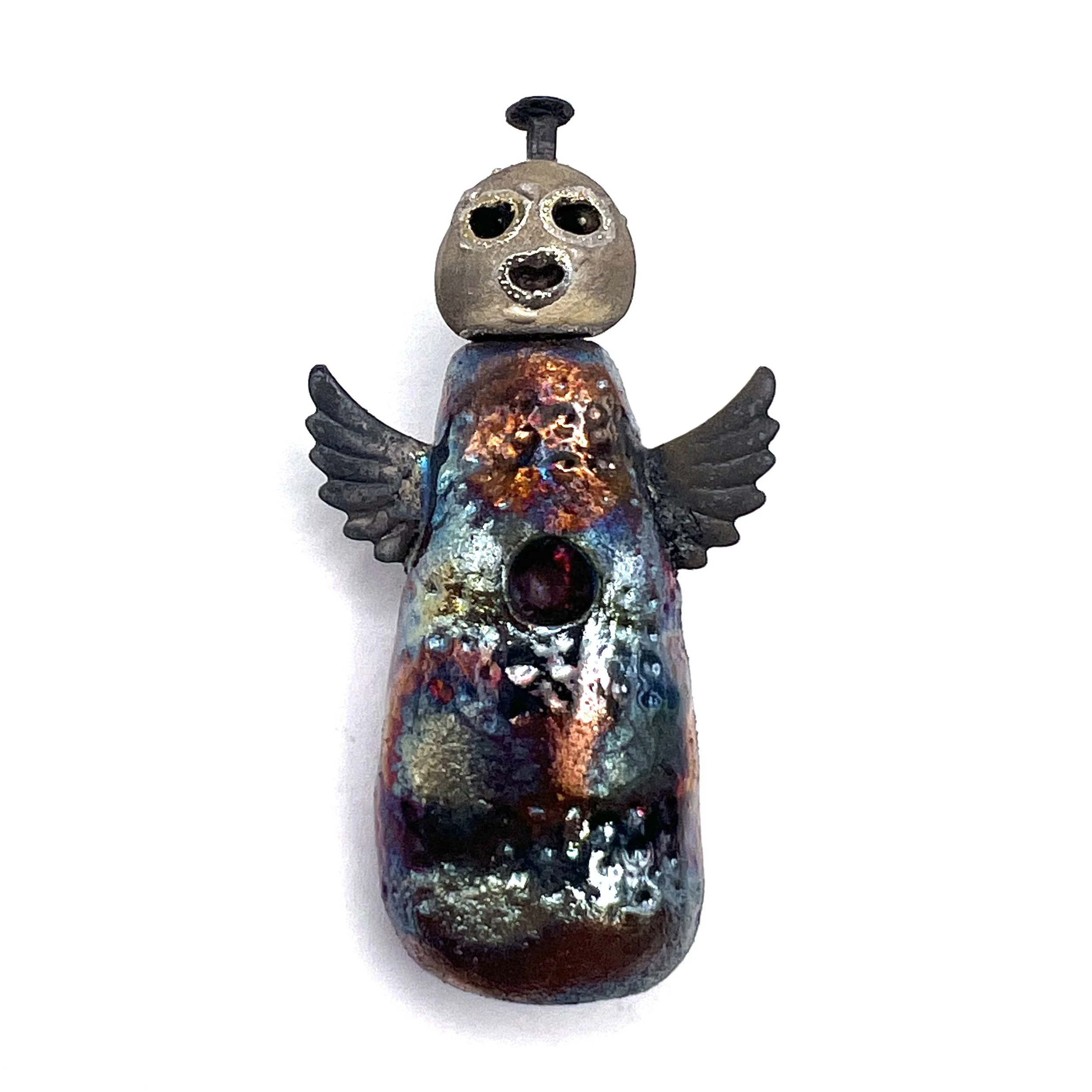 Raku Angel Pendant Ceramic Jewelry Supply Handmade by MAKUstudio MAKU raku