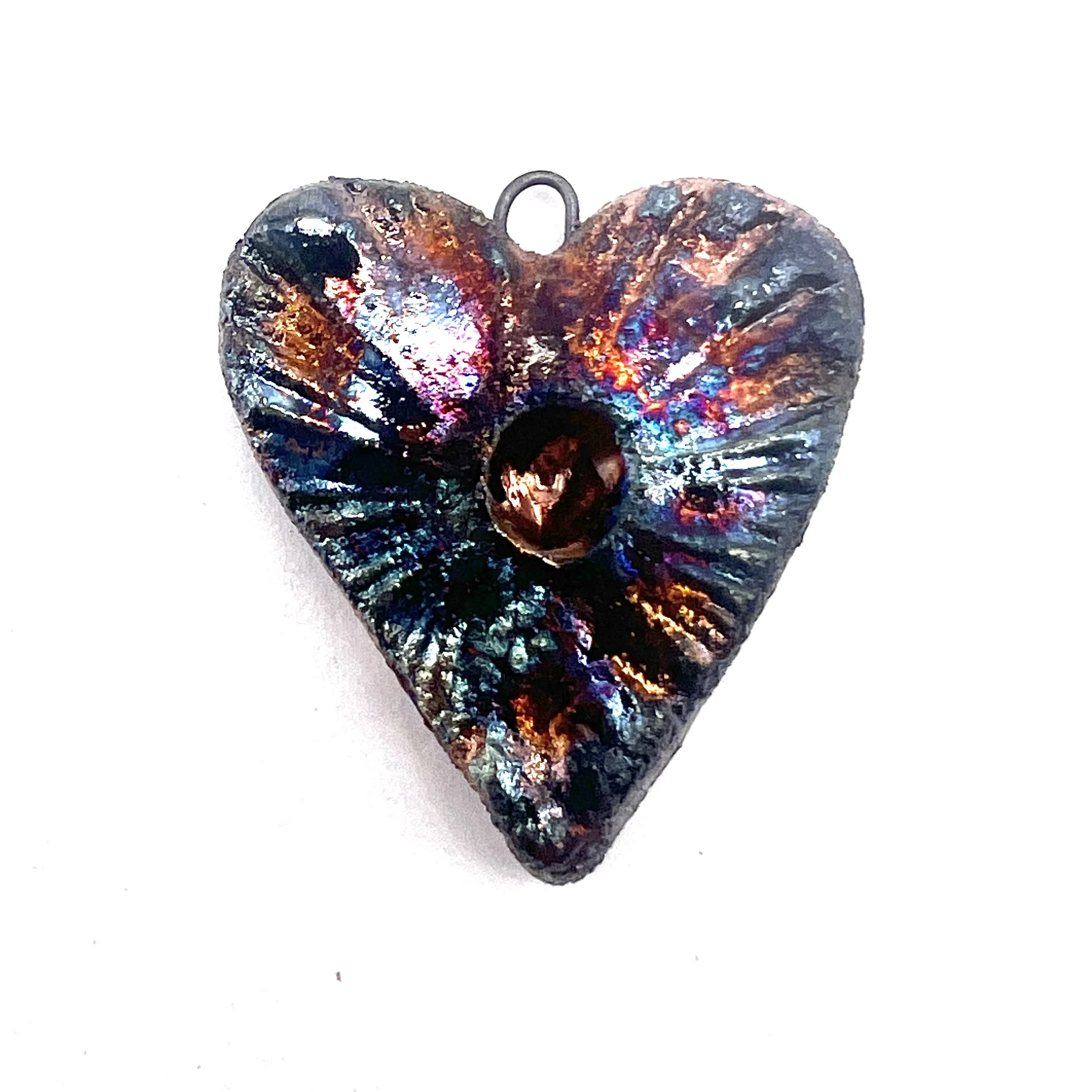 Raku Heart Pendant Ceramic Jewelry Supply Handmade by MAKUstudio MAKU raku