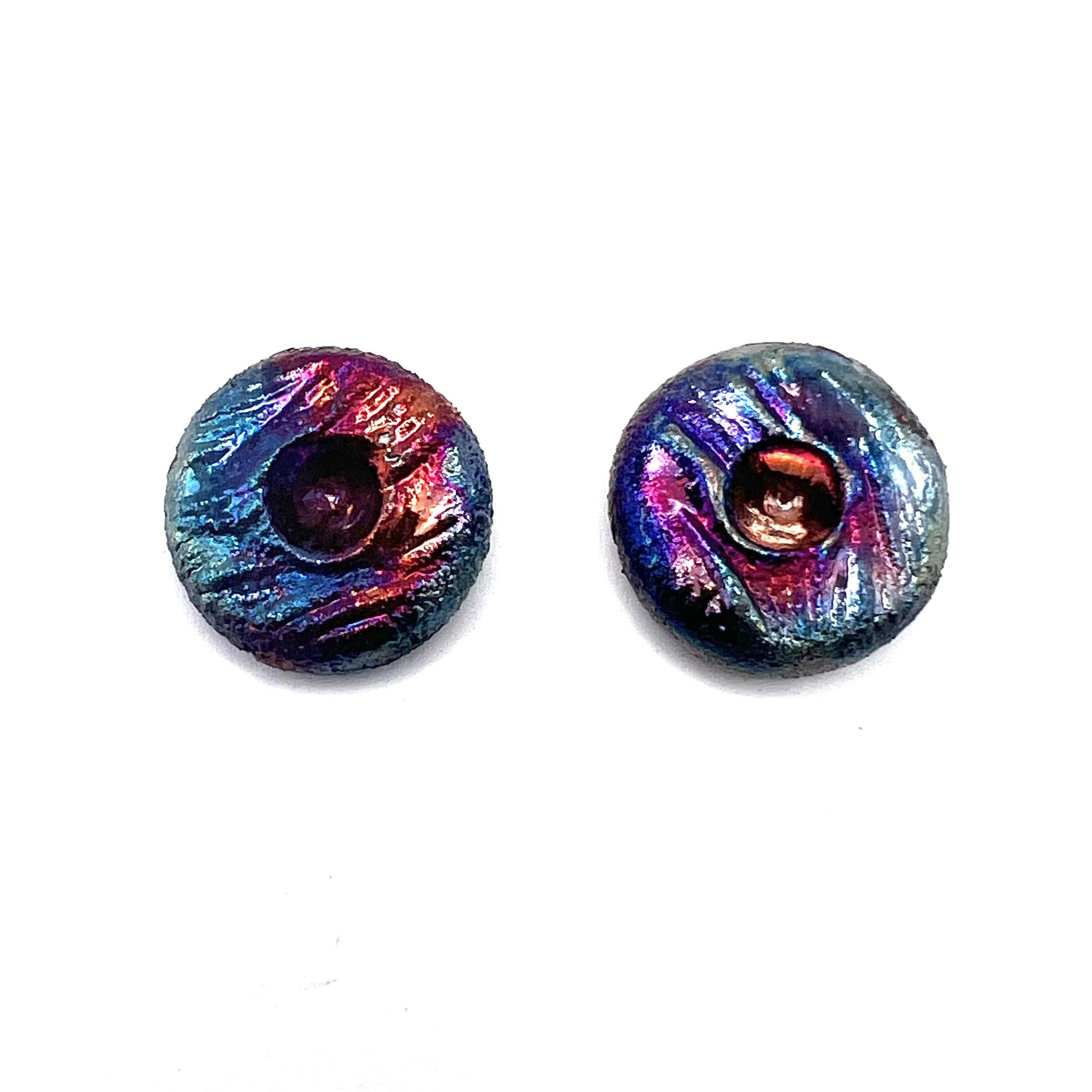 Set of 2 Round Raku Cabochons Ceramic Pottery Jewelry Supplies Handmade by MAKUstudio MAKU raku