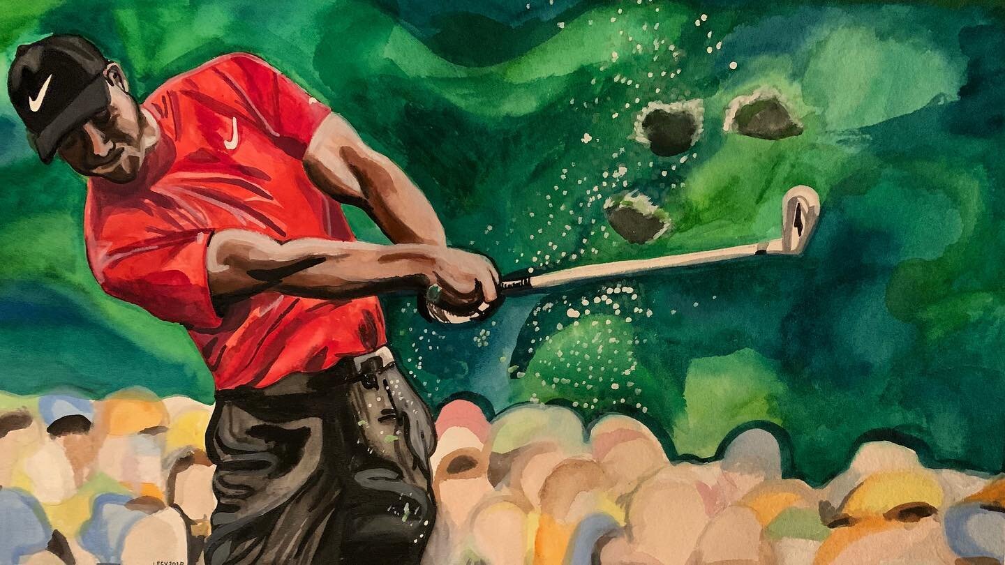 Oh this came out beautifully. 
The latest water color painting is Tiger on the 12 hole of Augusta during the final round of the 2019 Masters. 
Be sure to like/follow our page.

Check out the rest of our gallery at whenitwasagamesports.com
@tigerwoods