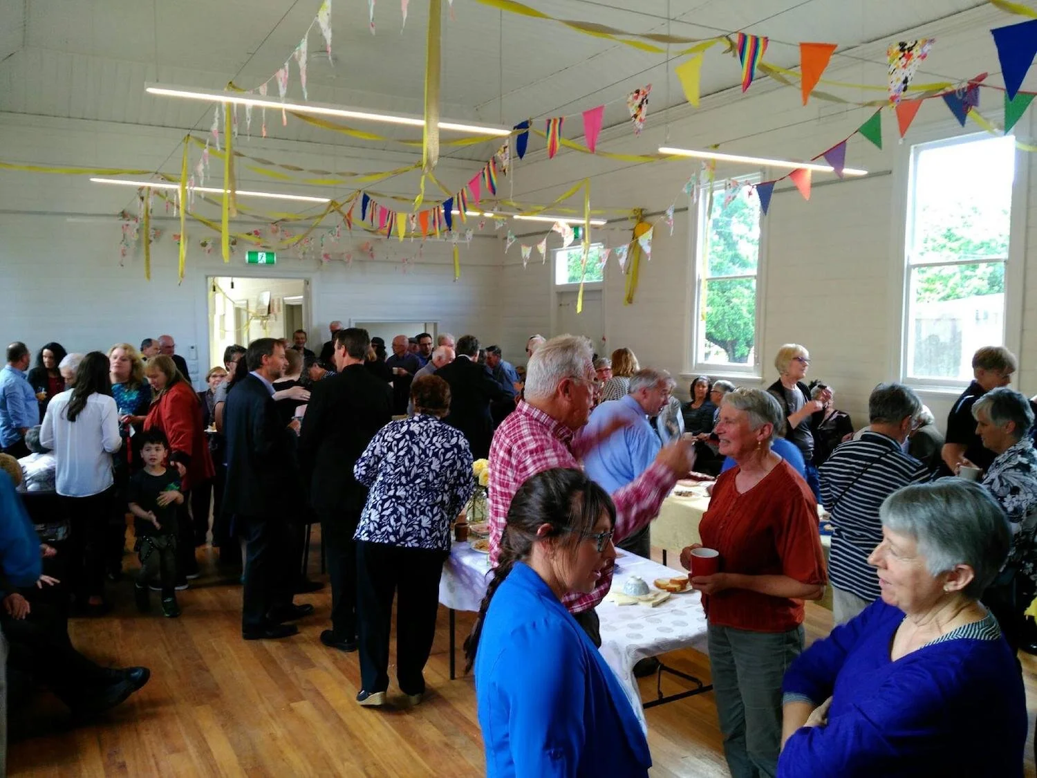 Community gathering in the hall