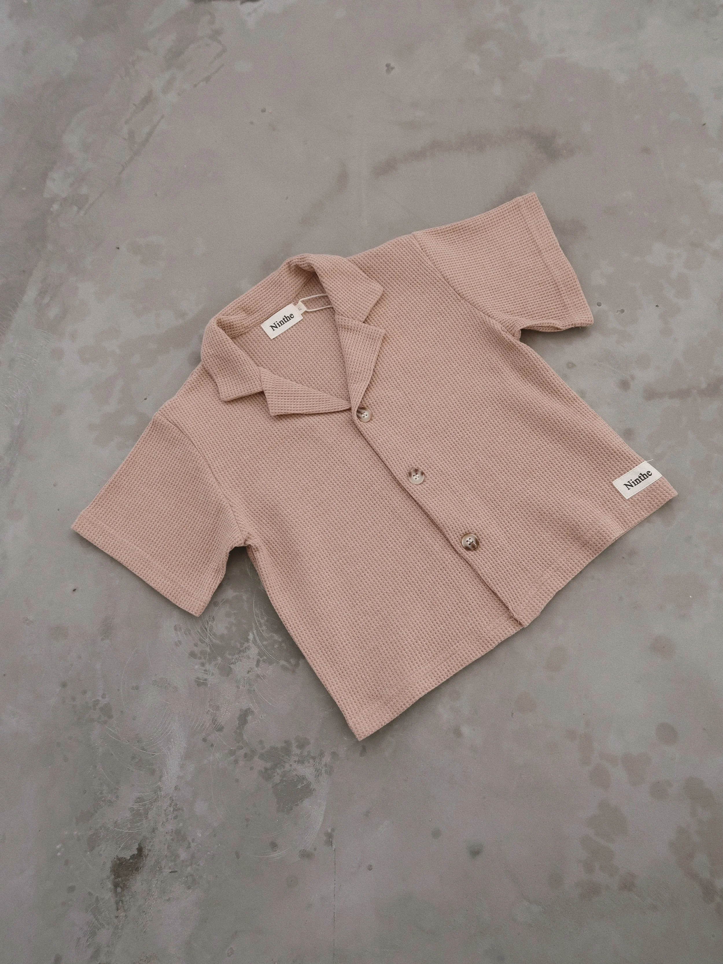 Waffle Button Up Shirt (Latte) — MINOR FAULTS