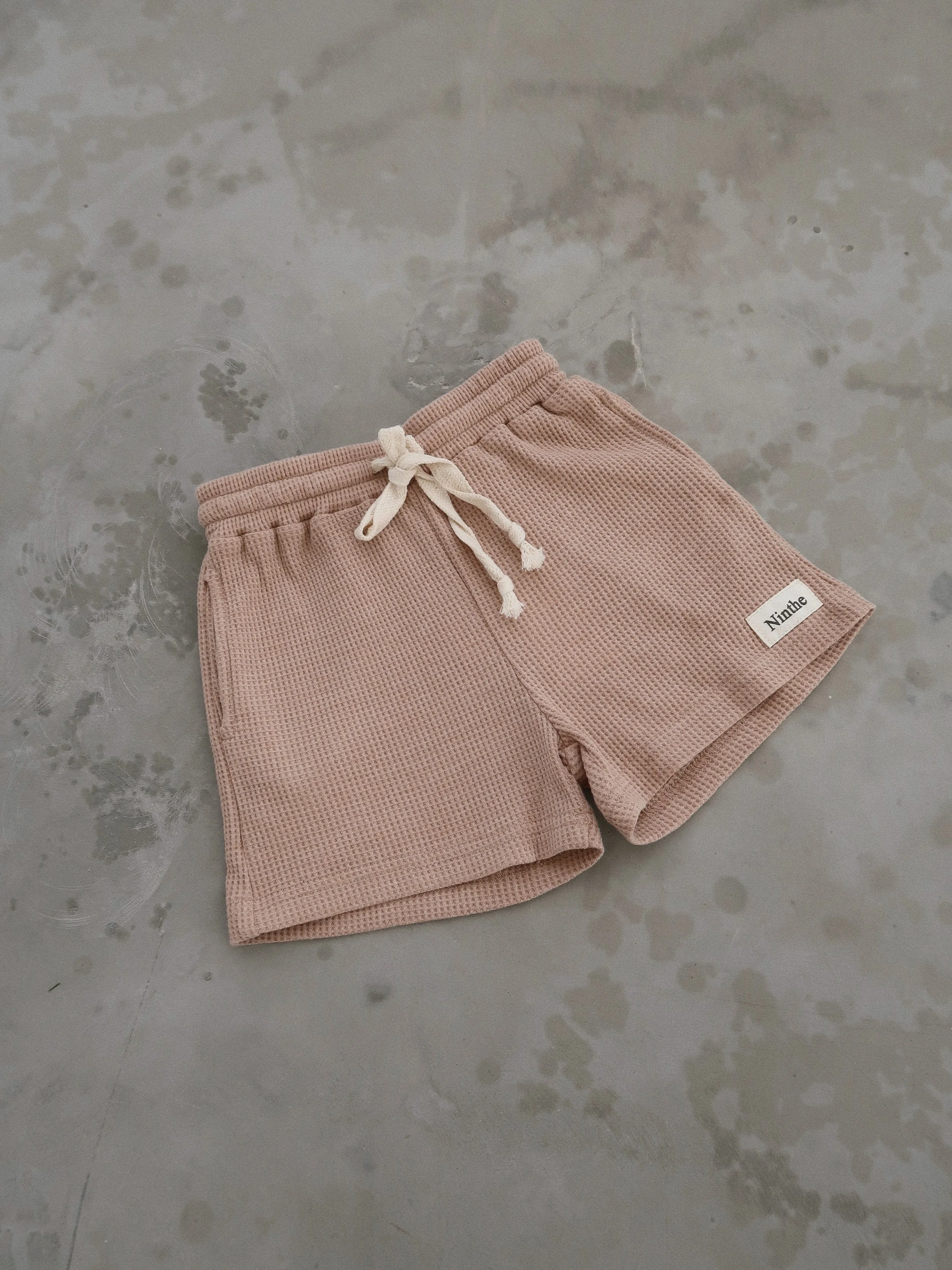 Waffle Boxy Shorts (Latte) — MINOR FAULTS