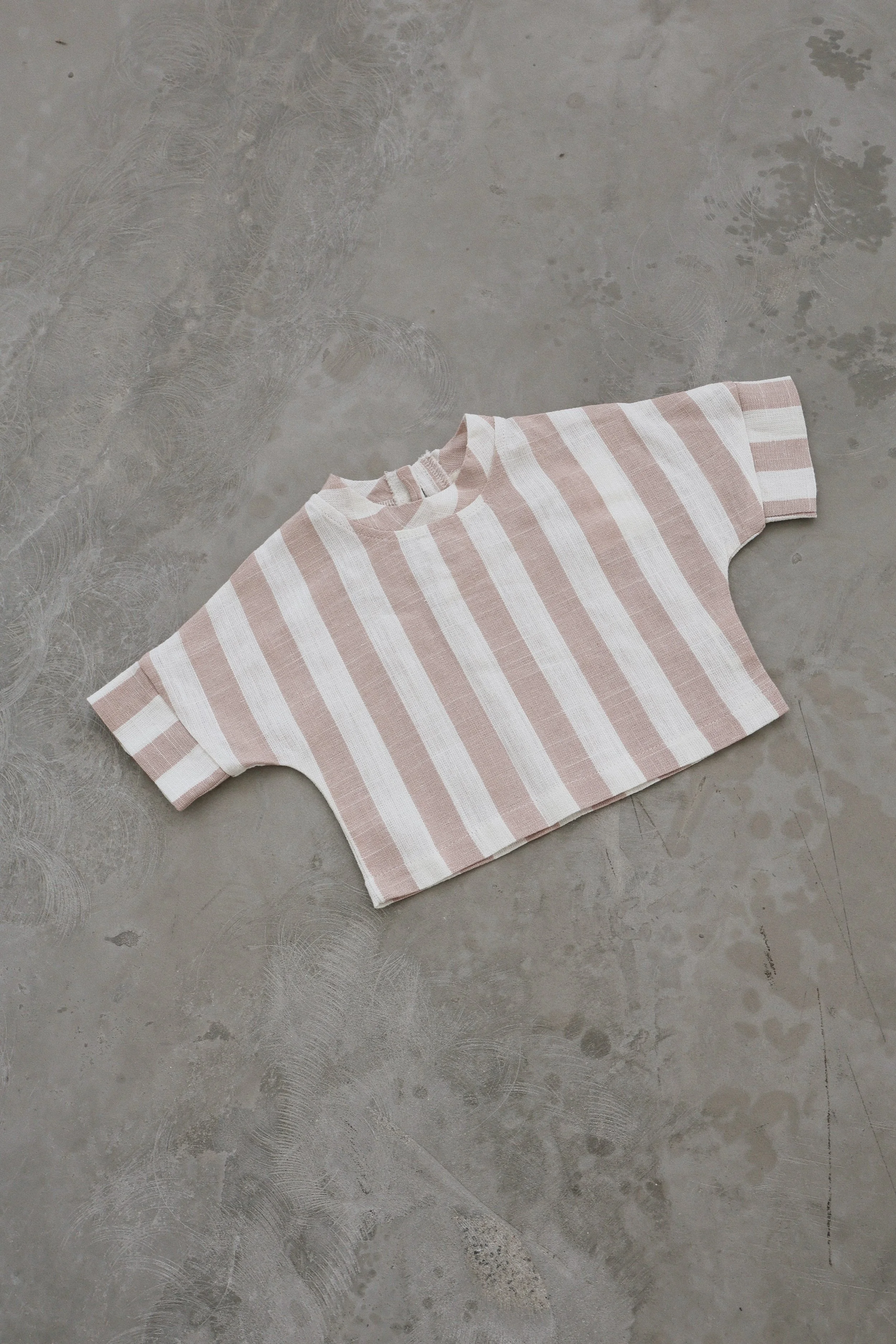Linen Boxy Tee (Coral Stripe) — MINOR FAULTS