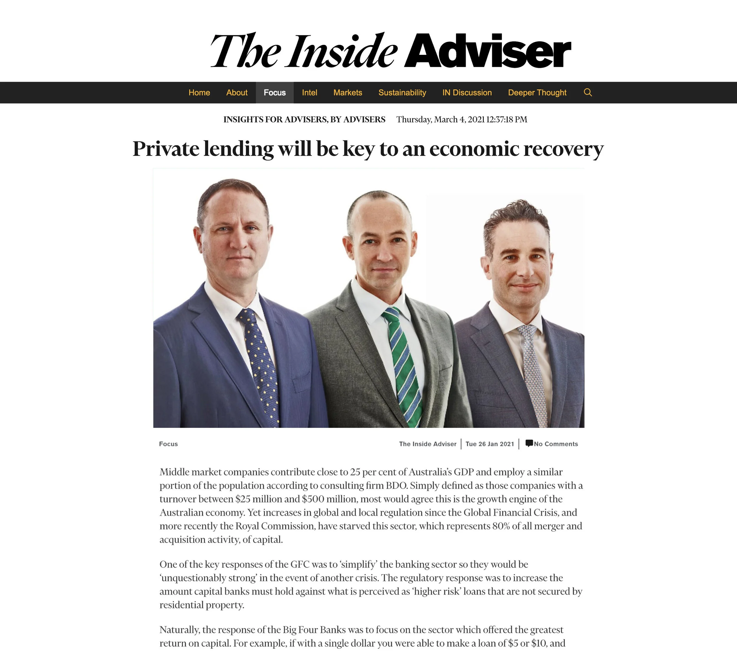 Private Lending will be key to an economic recovery