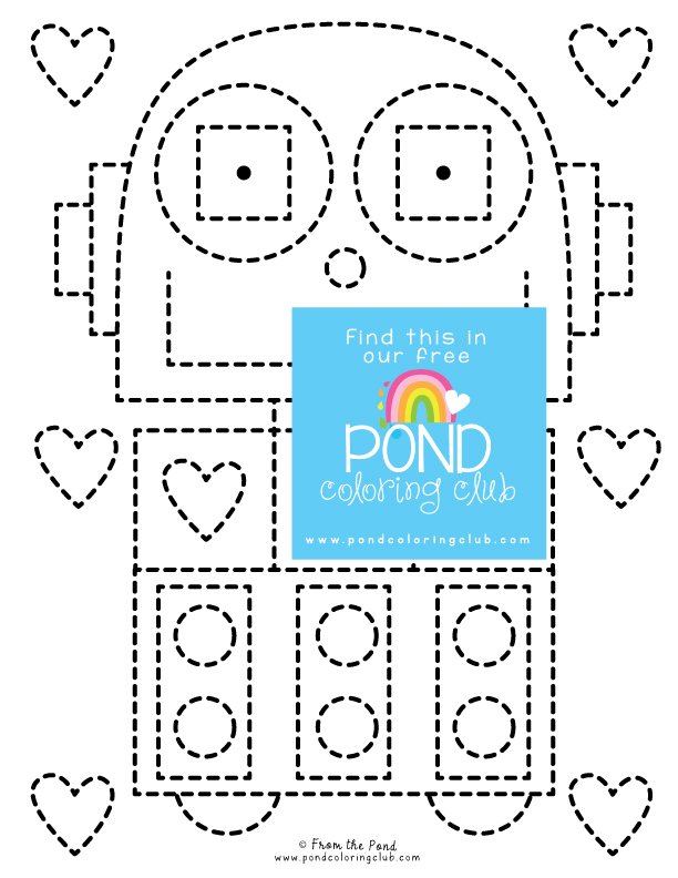 Trace a Valentine's Day robot