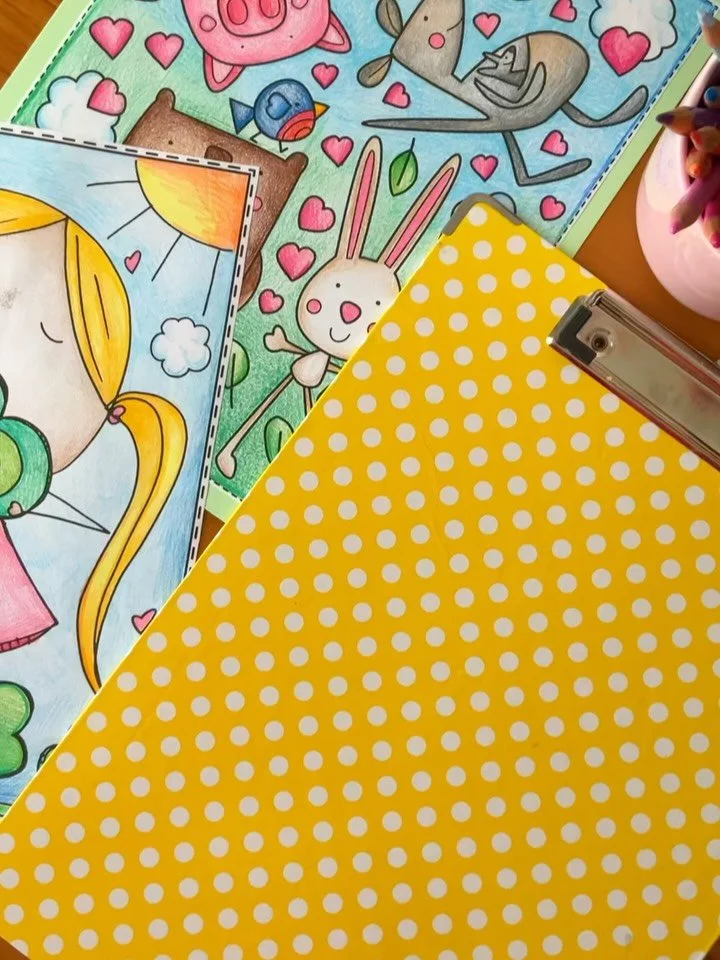 Do you feel like coloring today? I hope so! 

Dinosaurs, hearts, rainbows, bunnies, bears and more are ready for fun!