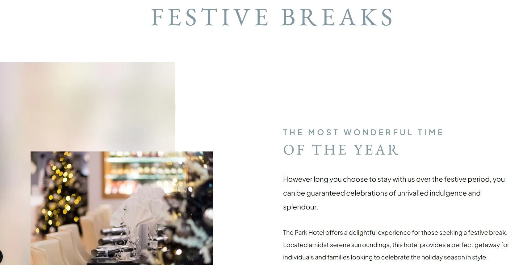 Festive hotel website copywriting Christmas