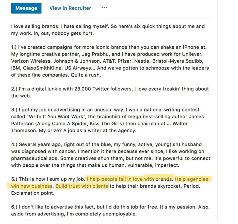 the whole Linkedin summary