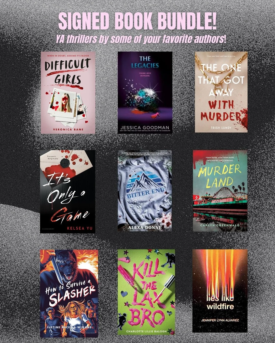 Thrilled to be offering up a signed copy of DIFFICULT GIRLS alongside all of these incredible YA thrillers to benefit @underdogbookstore!

Underdog Bookstore is a nonprofit indie bookstore in Monrovia, California who goes above and beyond to help the