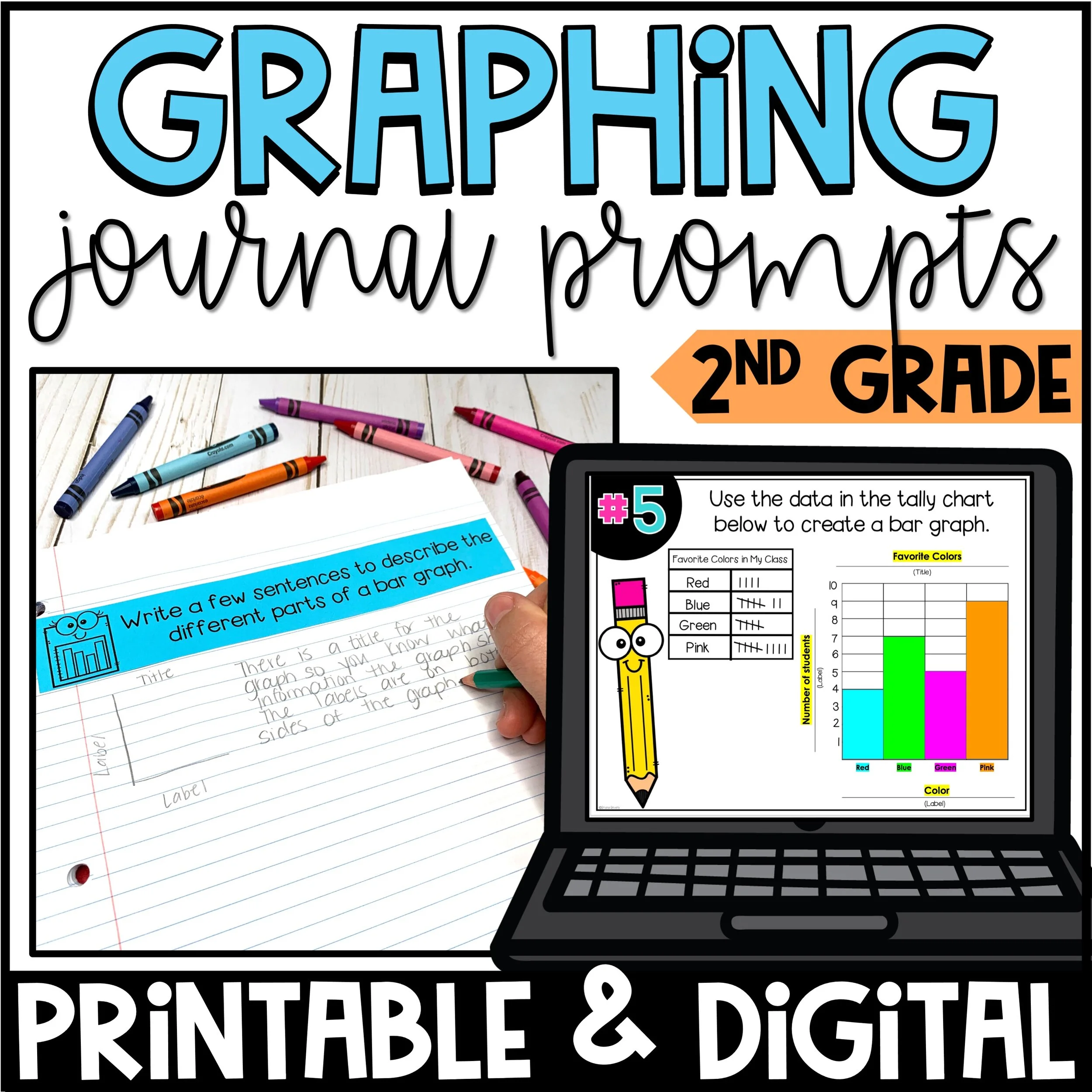 Graphing Math Journal Prompts - 2nd Grade