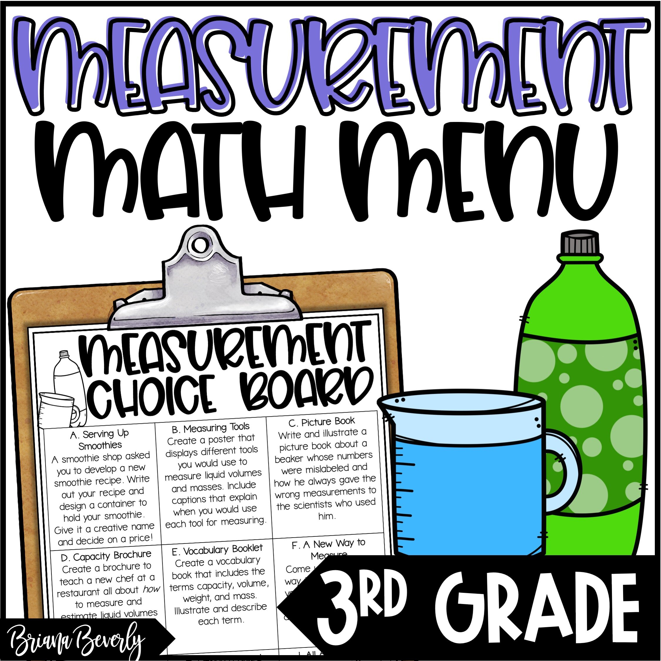 Measurement & Capacity Enrichment Activities for 3rd Grade - Choice Board