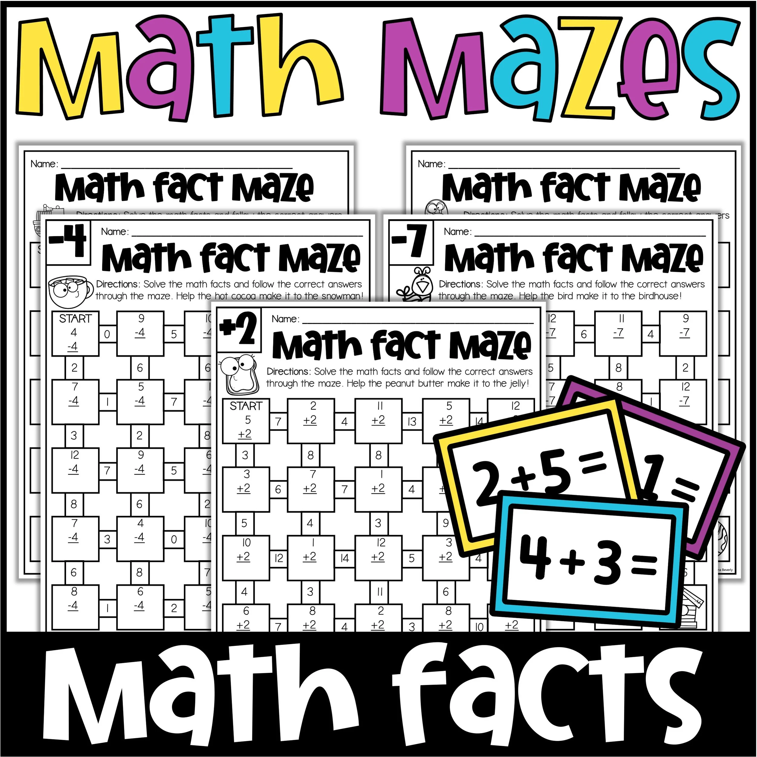 Math Facts Fluency Practice - Math Fact Mazes