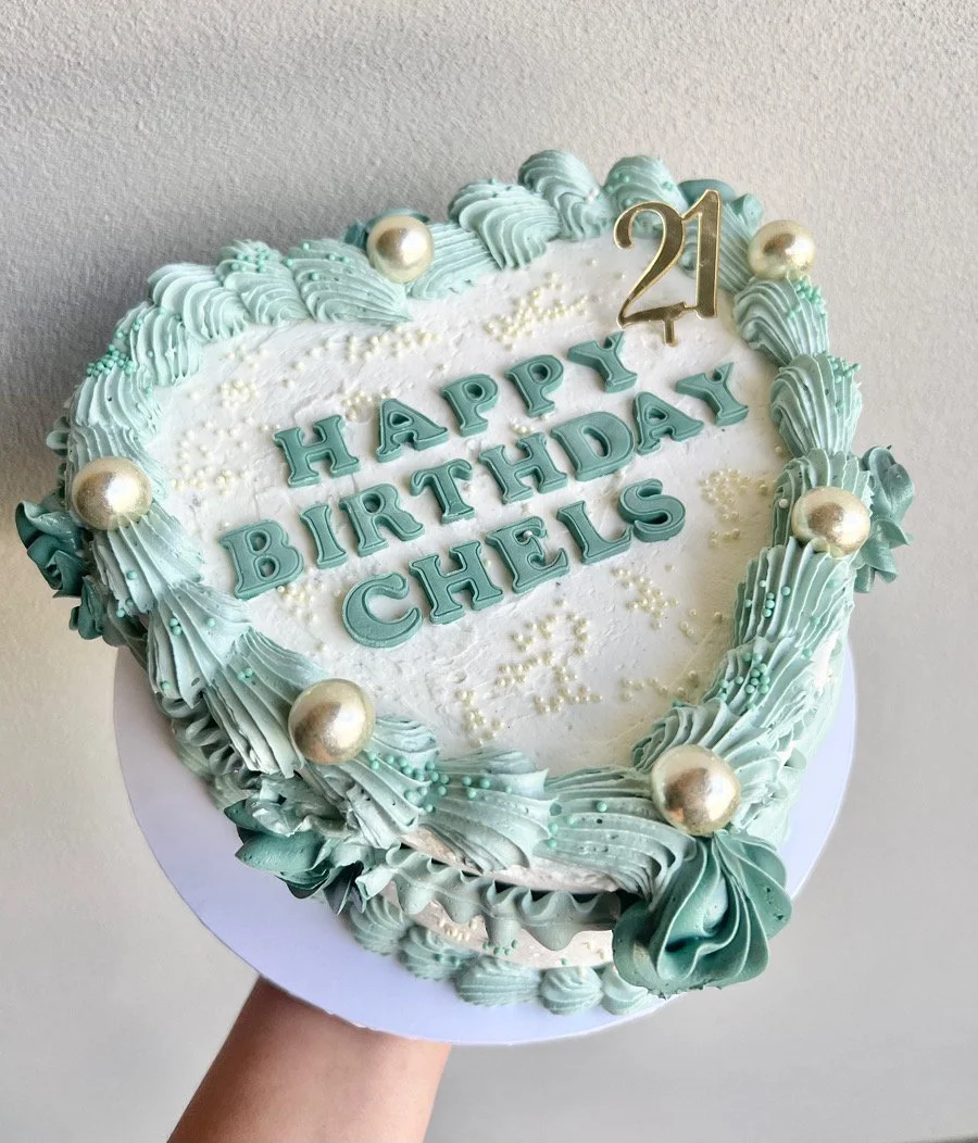 Retro Heart Cake - Cinta Rose Creative Cake and Floral Studio Perth