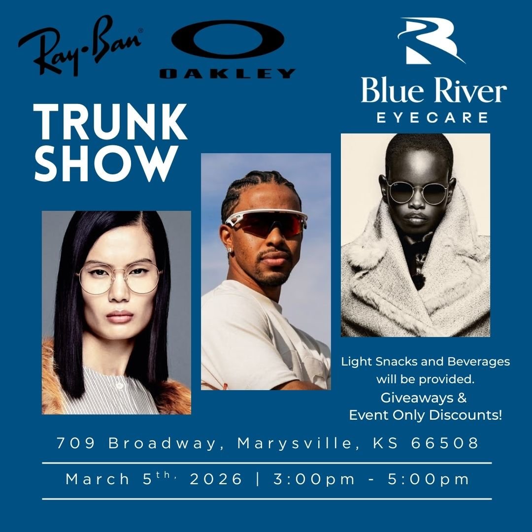 🎉 It&rsquo;s Trunk Show Time!

Join us for our Ray-Ban &amp; Oakley Trunk Show on March 5th from 3&ndash;5 PM at Blue River EyeCare.

Enjoy light snacks, beverages, giveaways, event‑only discounts, and an exclusive look at our newest frame lines &md