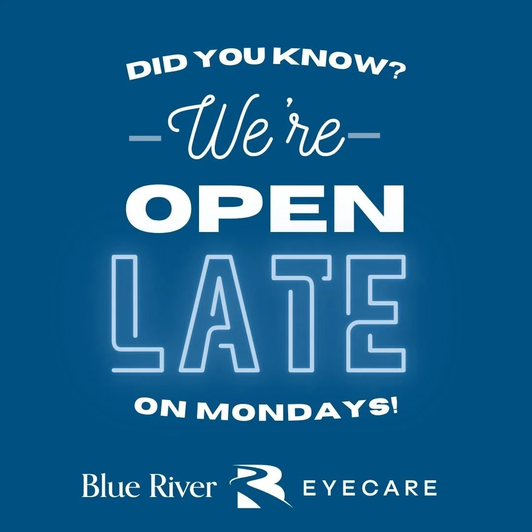 Your Monday reminder:

Blue River EyeCare is open late &mdash; 8 AM to 7 PM every Monday! 🕖

Perfect for busy schedules and end‑of‑day appointments. Schedule online at www.bluerivereyecare.com or call us at (785) 562-2631.

 #BlueRiverEyeCare