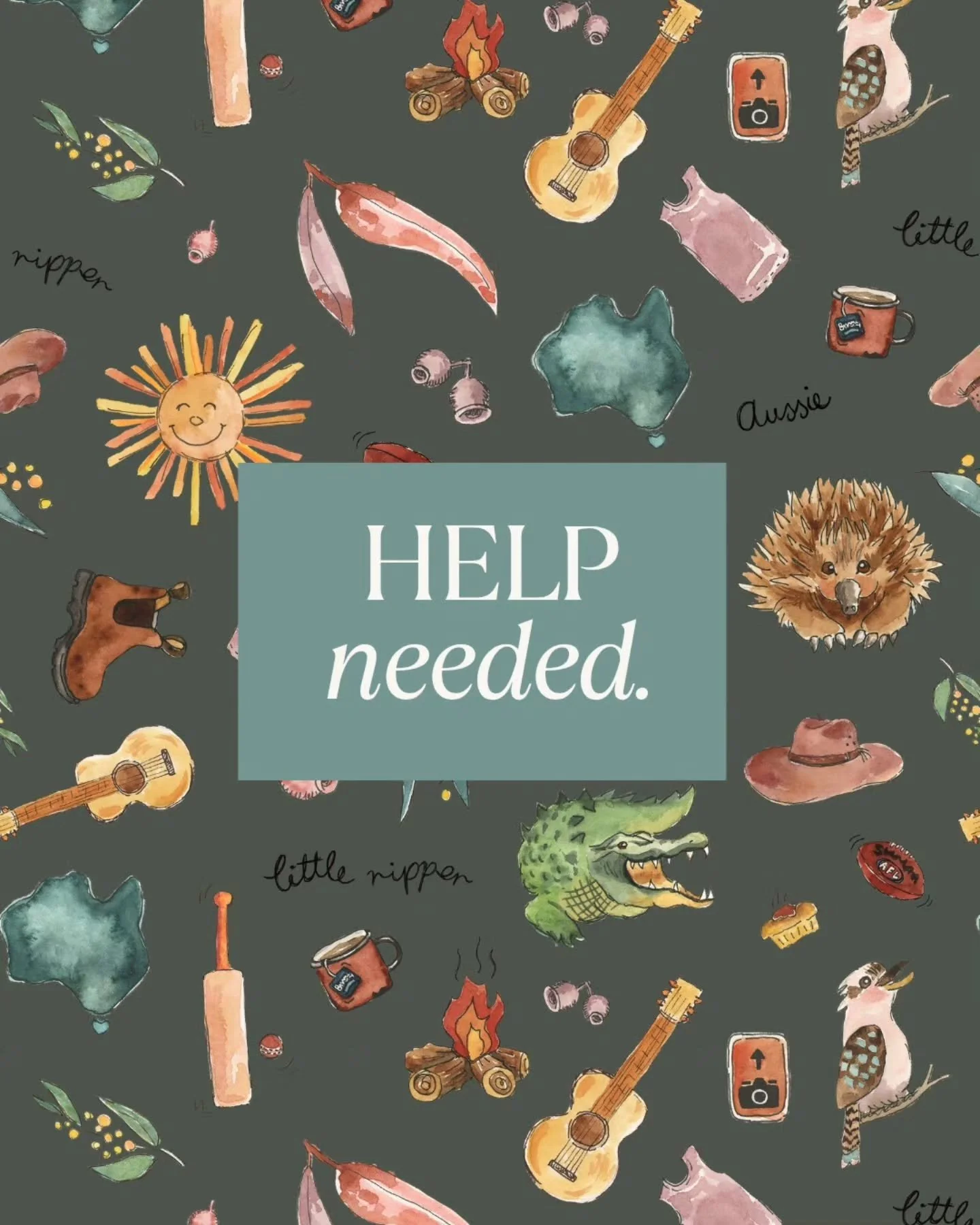 I created this 'Little Rippa' pattern a while back with the dark green background so that it could be used for children's wear and not show the dirt. 
So far I've had lots of great feedback but it's only been used for fabric. I'm thinking of making t