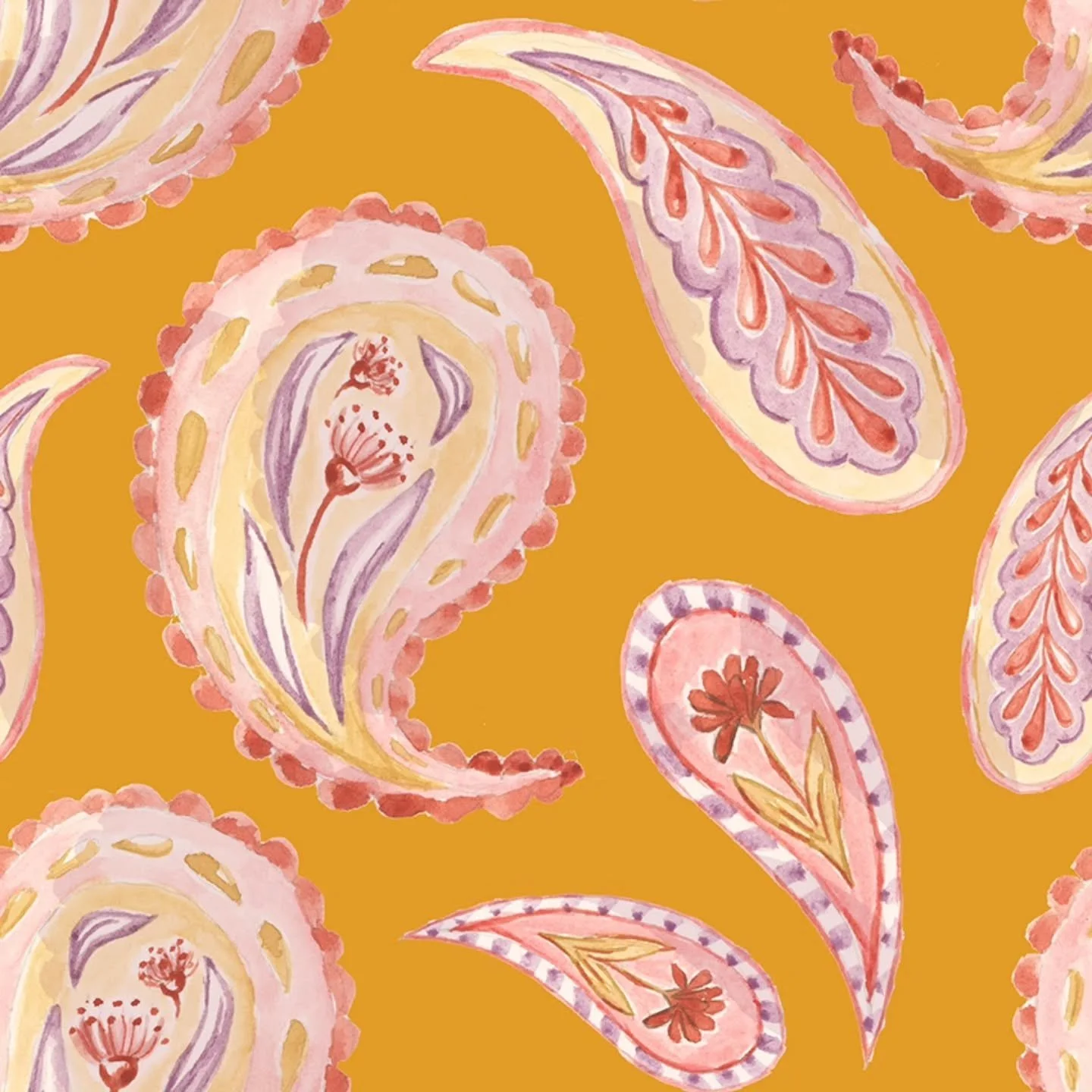 Bright or subtle? 
What do you think?!
I've always been one to lean towards a subtle background to let my watercolour motifs take centre stage- but I'm kinda liking this bold gold Aussie native paisley!