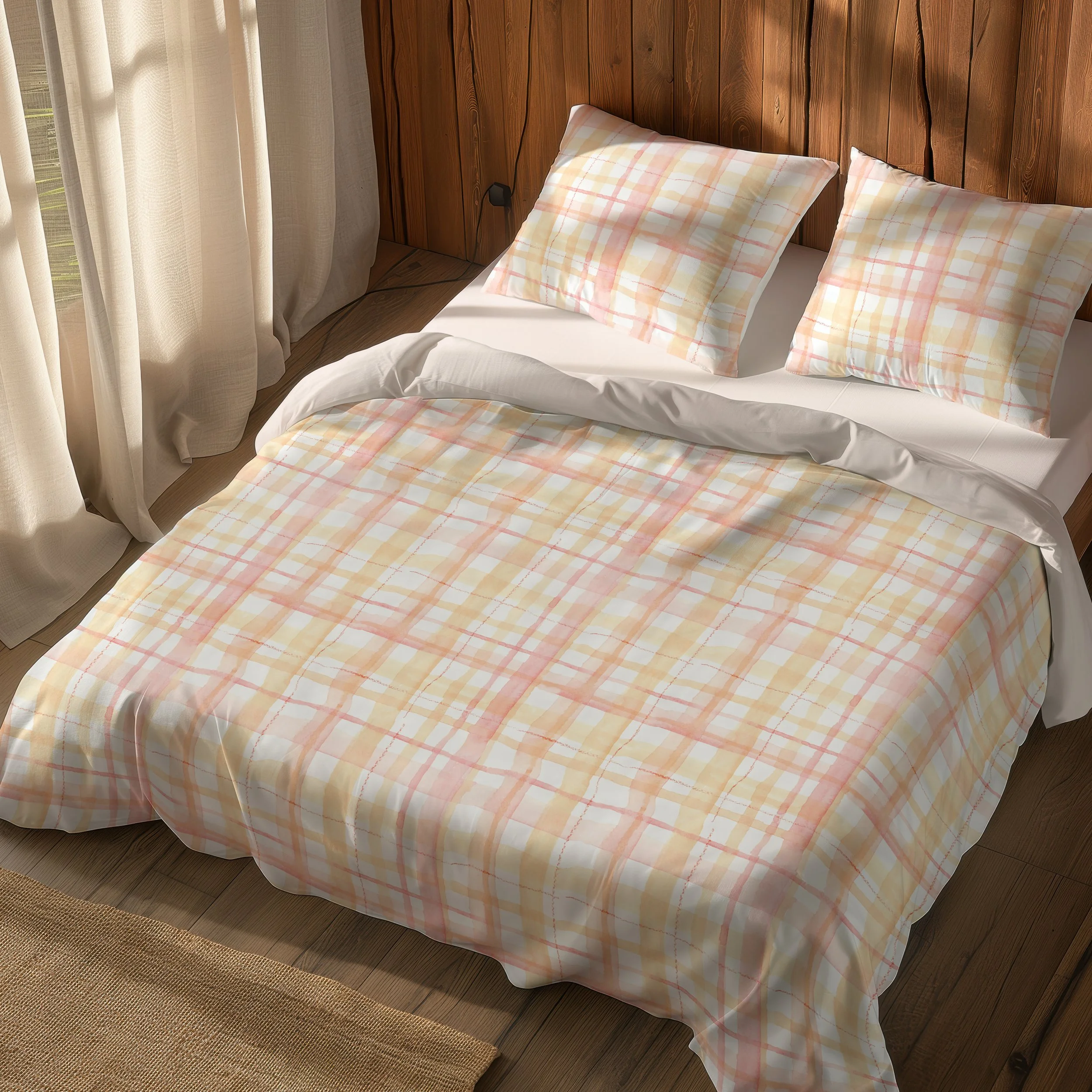 Peach Check bed mu.jpg