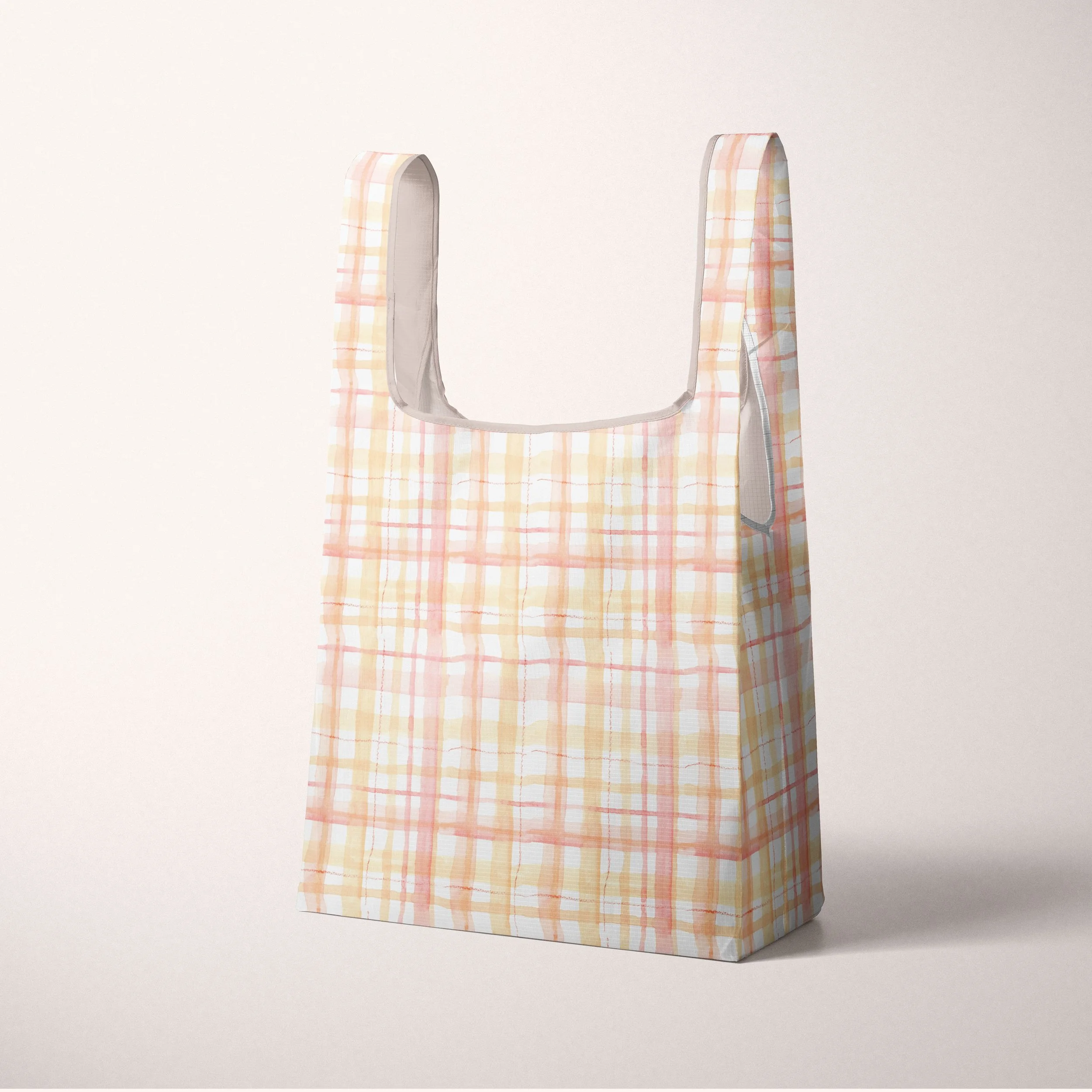 Peach checks bag mu.jpg