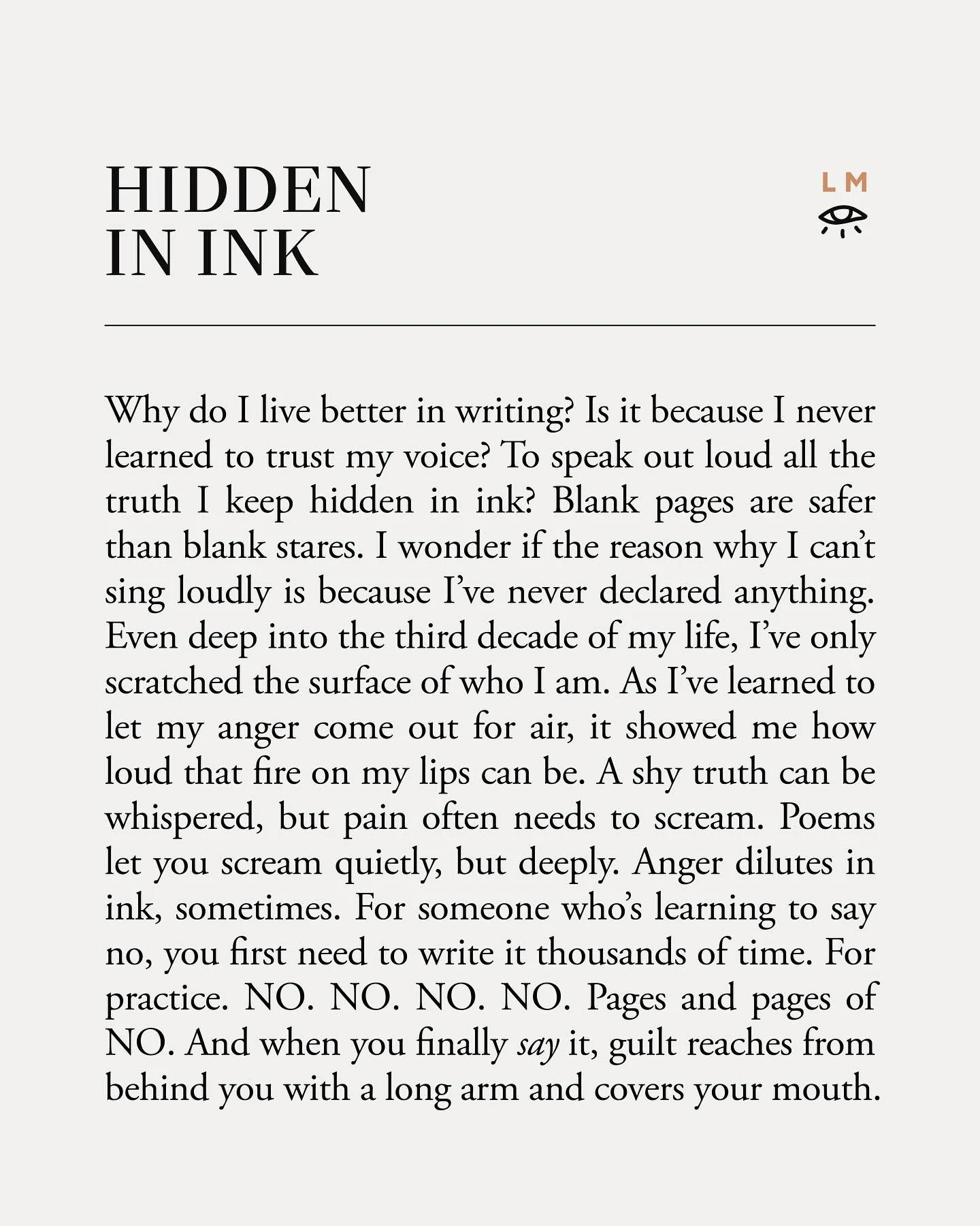 It&rsquo;s been a while since I&rsquo;ve shared prose poetry. I miss writing like this. My writing is always honest, but this format lets me be even more so. Hope you enjoy.

#prosepoetry #honestwriting #findingmyvoice #unleashyourvoice #sayingno #le