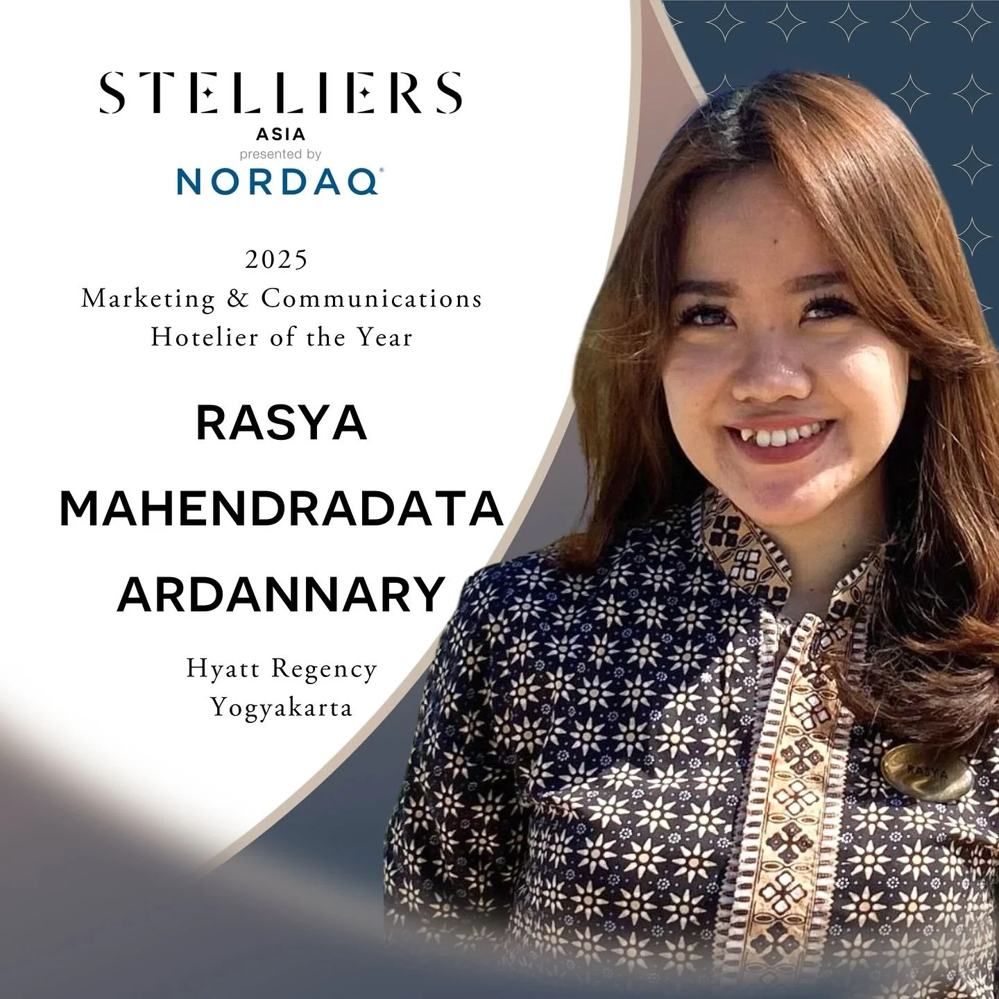 🌟 Stelliers Asia Marketing &amp; Communications Hotelier of the Year 🌟

Rasya Mahendradata Ardannary

Marketing Communication Manager at Hyatt Regency Yogyakarta

#Stelliers #Stelliers2025 #StelliersAsia #HotelierOfTheYear #HotelierAwards