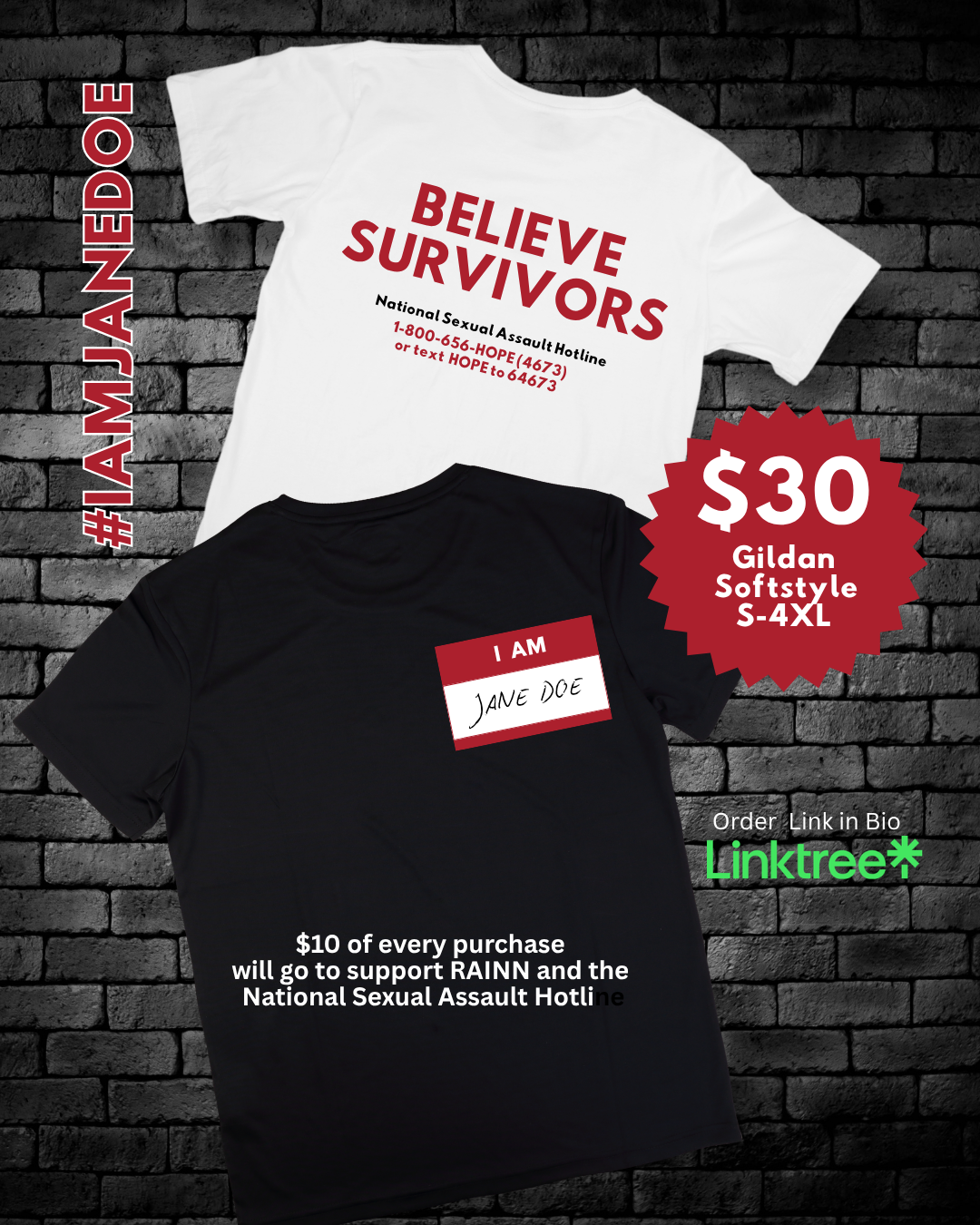 I AM JANE DOE - T-Shirts to Benefit RAINN (S-4XL)