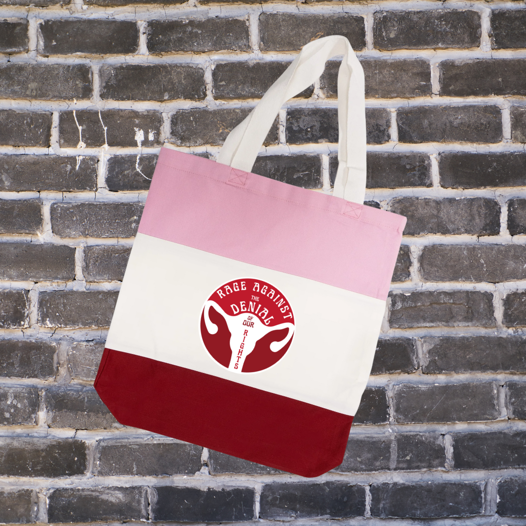 "Rage Against the Denial of Our Rights!" Color Block Tote Bag (Pink/Wine)