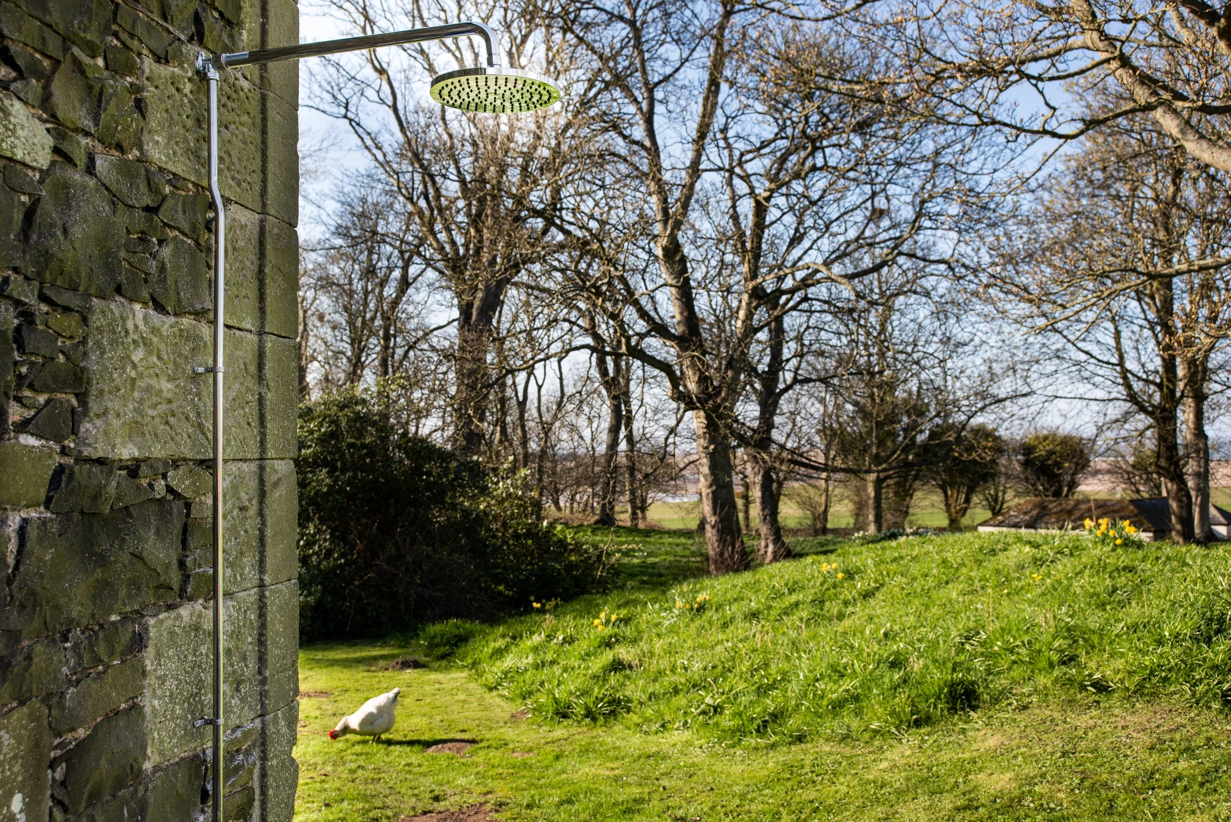 Outside cold rinsing shower, Budle Hall Field Camping, Bamburgh