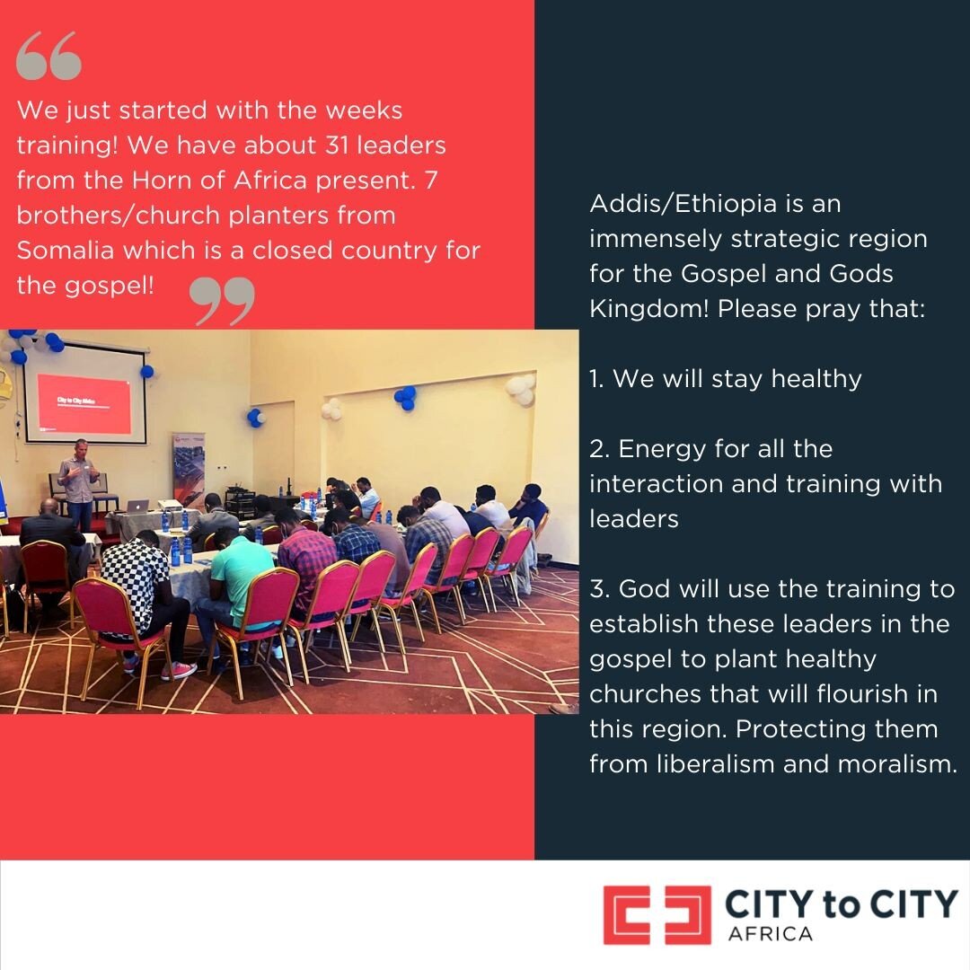 Things are underway in Ethiopia! Here is some feedback from the team!😃

#Mission #Gospel #City #GospelMovement #GospelRenewal #MinitryLeaders #CitytoCity #CTC #CitytoCityAfrica #CTCAfrica #CTCAfrica2021 #Hornofafrica #Intensive